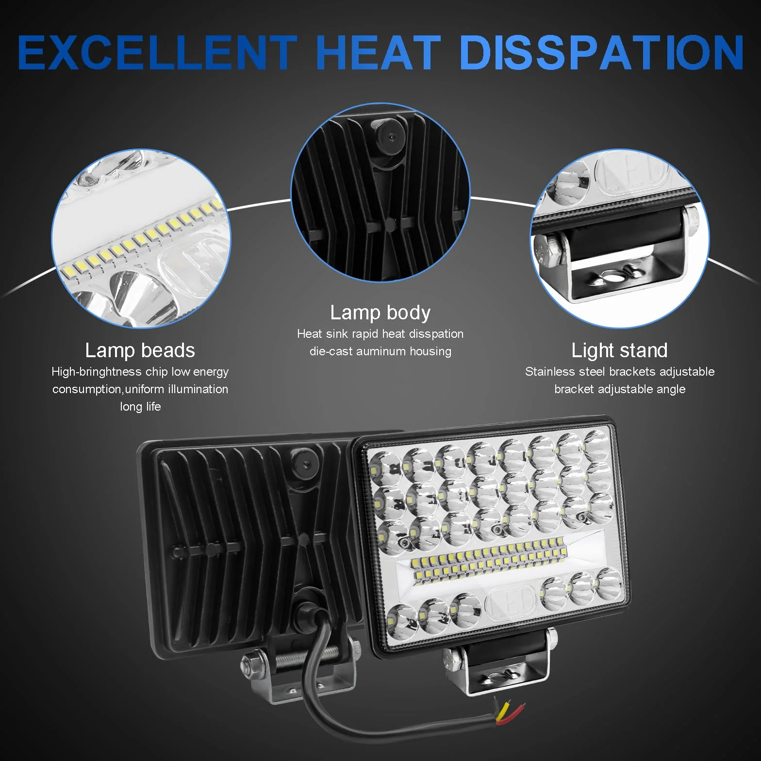 Biqing 2PCS Focos LED Tractor con Hi/Lo Beam,172W Faro Trabajo LED 6Inch Barra LED Tractor 12V 24V Faros Luz Adicionales Luz Antiniebla 27000LM para Coche/SUV/UTV/ATV/Off-Road/Moto/Camión