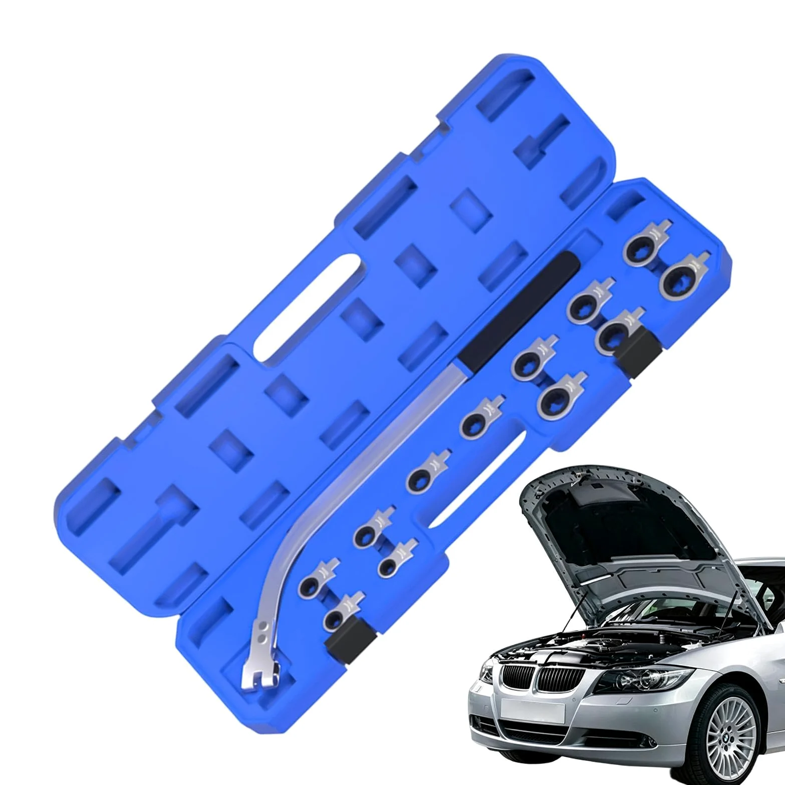 Desmontador de correa Serpentine Kit Llaves Depósito Rodillo Tensor Auxiliar | Kit de eliminación de guijarros reenvío taller garaje casa solución de problemas carretera industria sedán camión motor