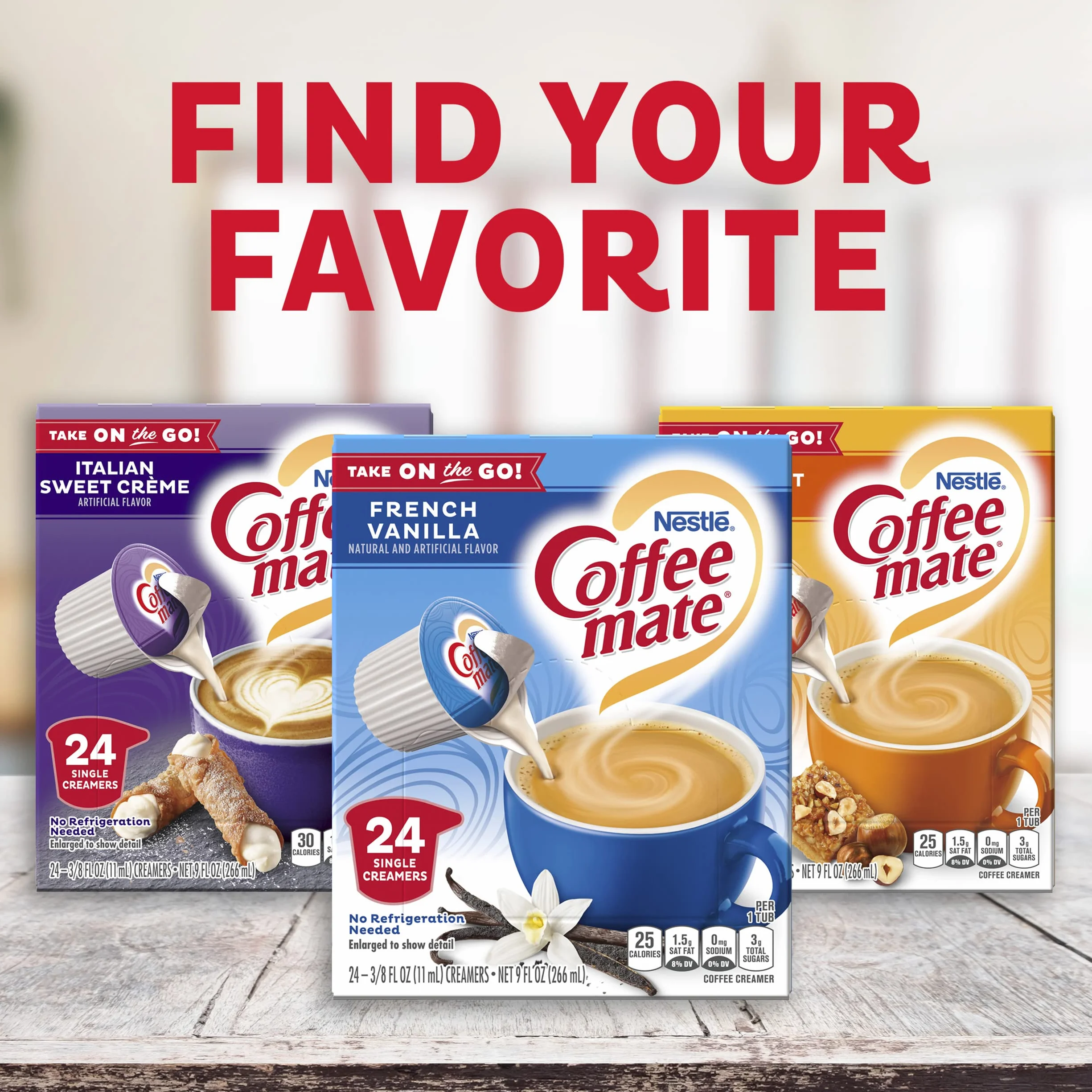 Coffee-mate Original Coffee Creamer Liquid Singles, 24 Count Pack of 4