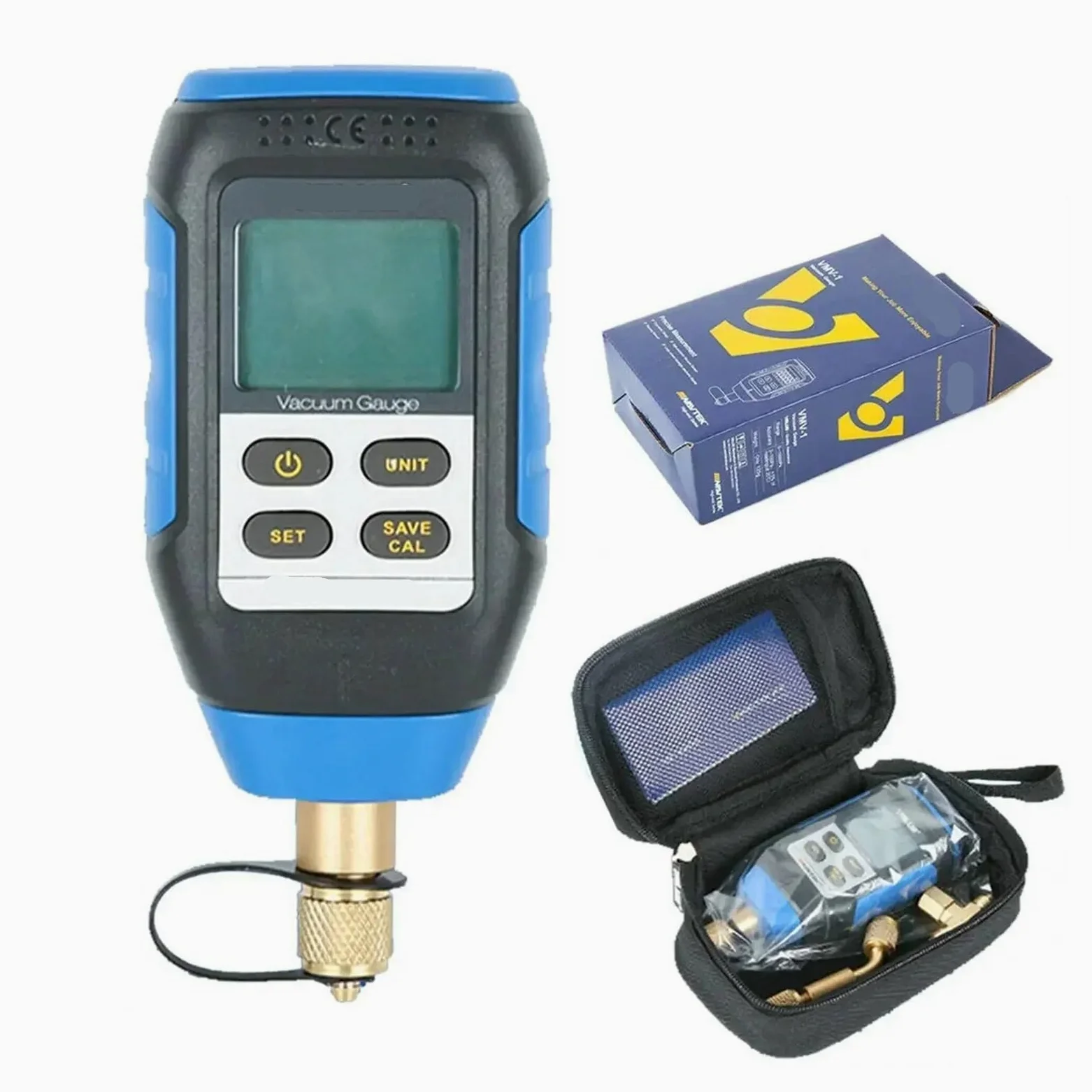 VMV-1 Medidor digital de vacío y presión pantalla LCD servicio HVAC | Ofrece lecturas claras de vacío y presión para evacuación, fugas y servicio HVAC