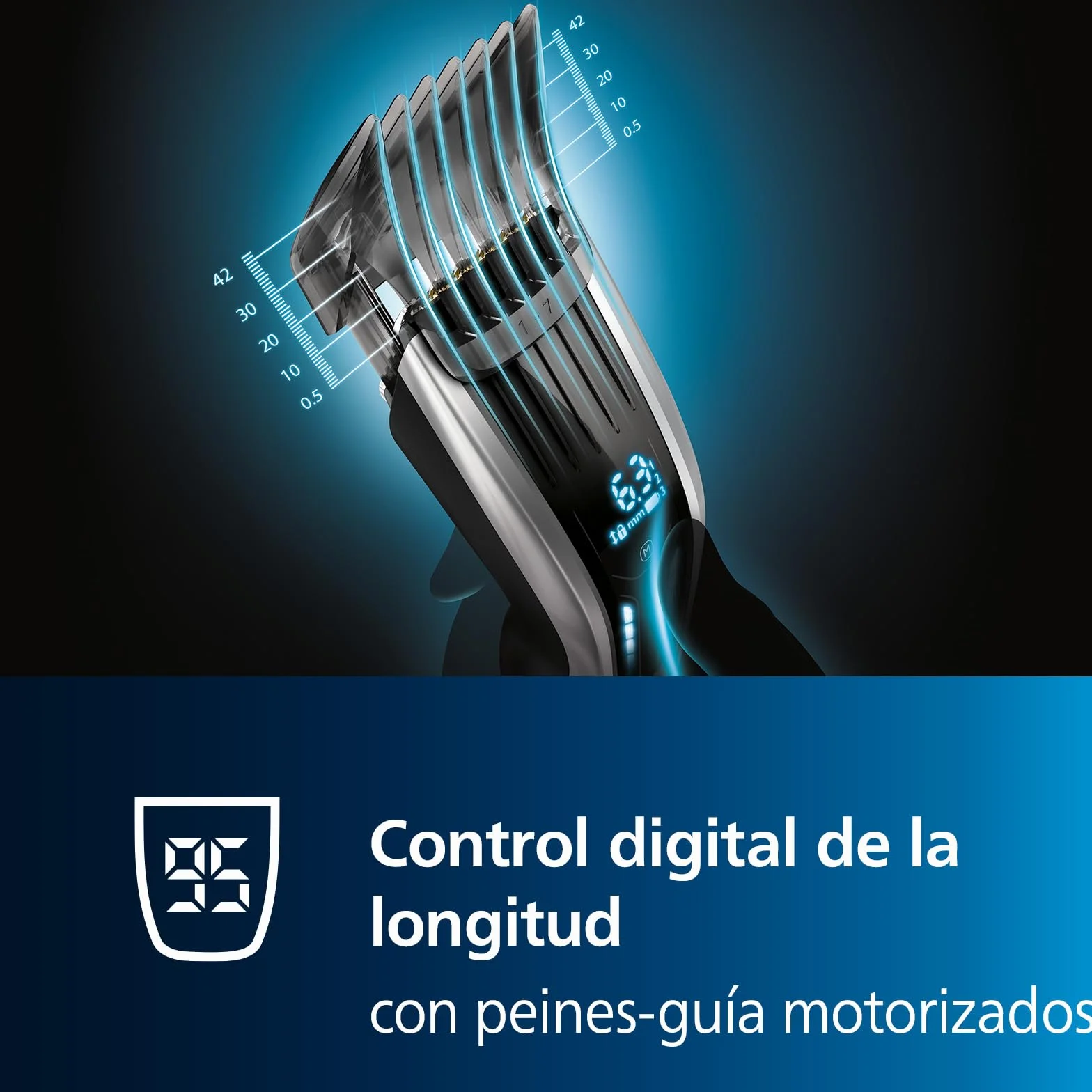 Philips Serie 9000 Cortapelos Eléctrico Recortador Hombre Control Táctil Digital Cuchillas Titanio 400 Posiciones Longitud 120 Min Inalámbrico HC9450/15