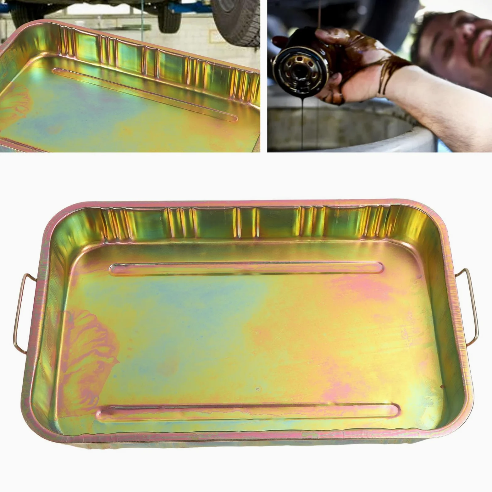 Bandeja de drenaje de aceite Torvex, bandeja de goteo de drenaje de aceite de gran capacidad de 45 litros, recipiente de recolección de aceite para mantenimiento automotriz,