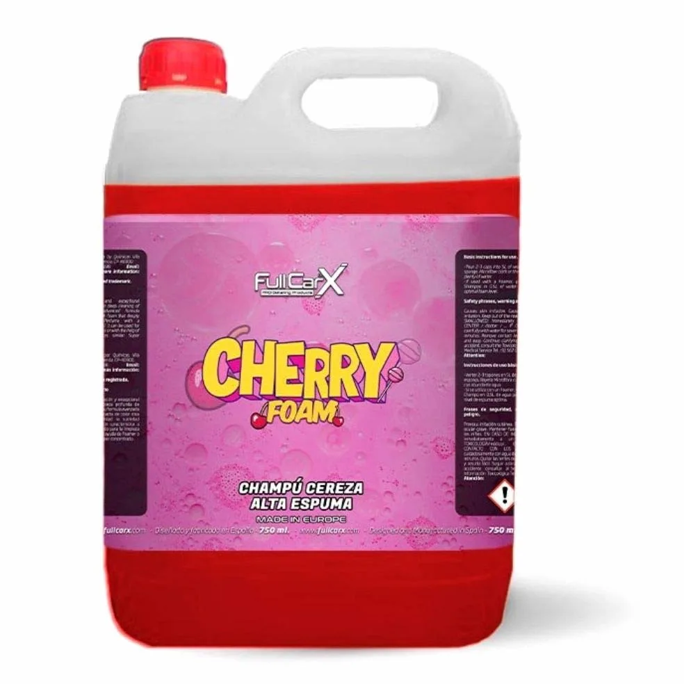 AutoFullCar - Cherry Foam Champú Cereza Garrafa 5 litros Activo Super Brillo FullCarX Agradable Aroma de Cereza