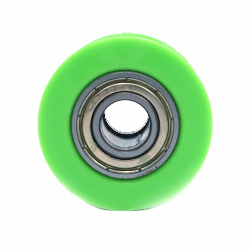 2 piezas de rodillo de cadena tensor de polea universal, rodillo de cadena de 10 mm, polea guía deslizante, polea guía de nailon, rodamientos de alta resistencia, guía de rueda tensor (verde)