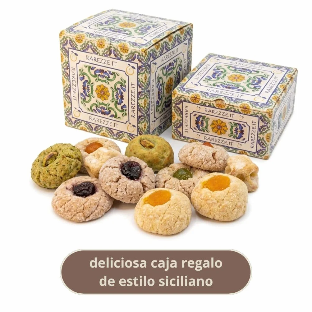 Pastelitos artesanales sicilianos de almendra Caja regalo Repostería tradicional