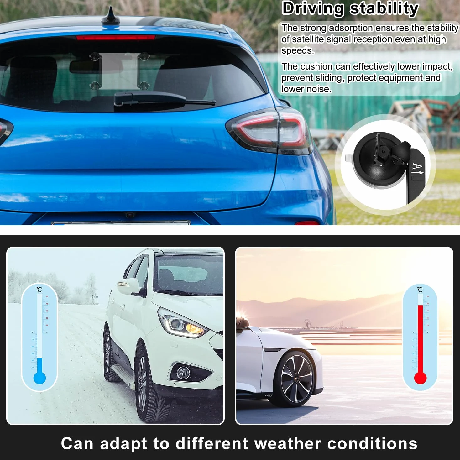 Lyreh Soporte de Ventosa Compatible con Starlink Mini, Soporte para Techo Corredizo para Coche Potente Kit de Montaje con Ventosas para Coche Kit de Montaje para Ventanas y Techos Corredizos