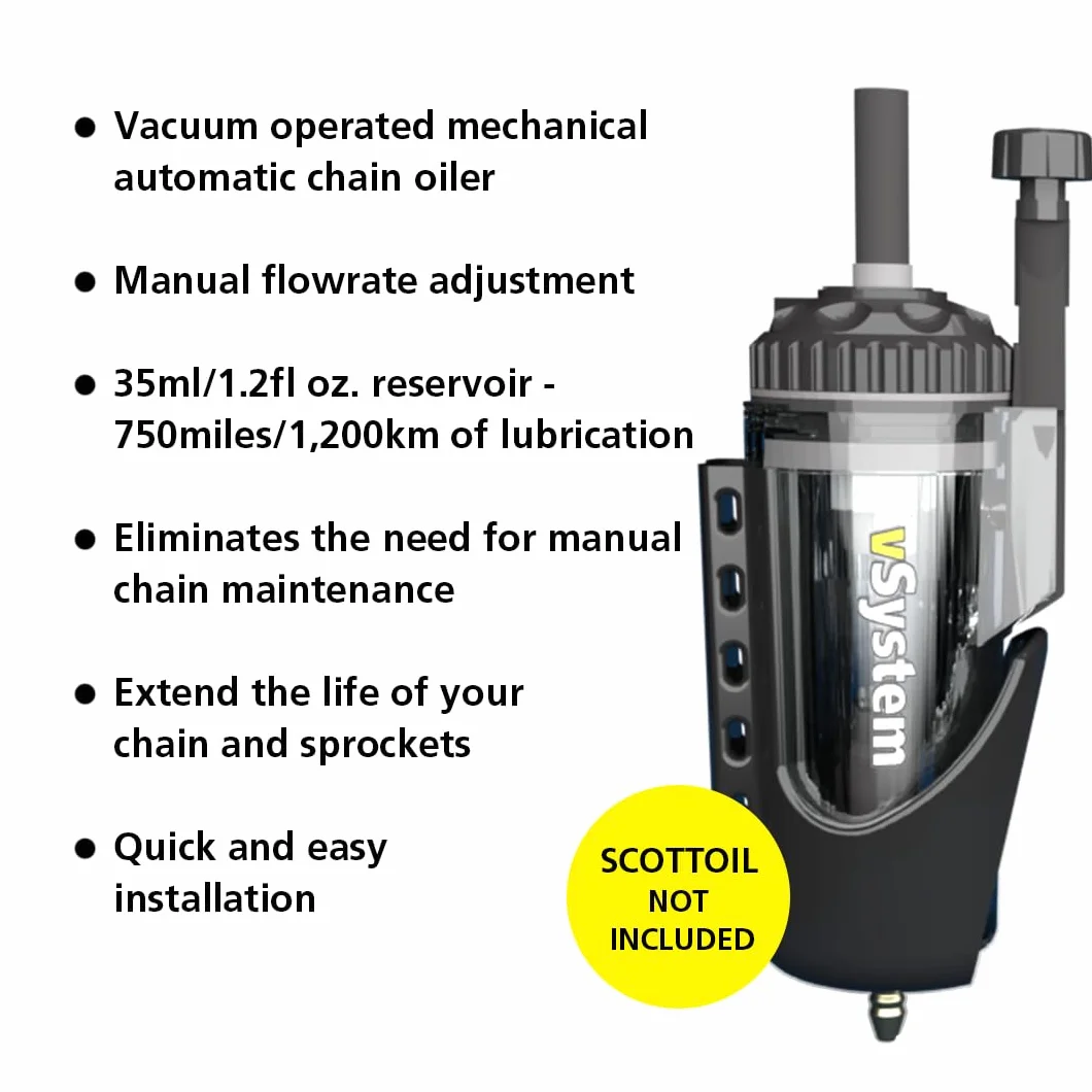 Scottoiler Bundle de Inicio Todo en Uno - Essentials Micro-vSystem, Bolsa de Expansión Traveller, Inyector Dual Scorpion y aceite de recarga Scottoil Verde All Climate 500ml…