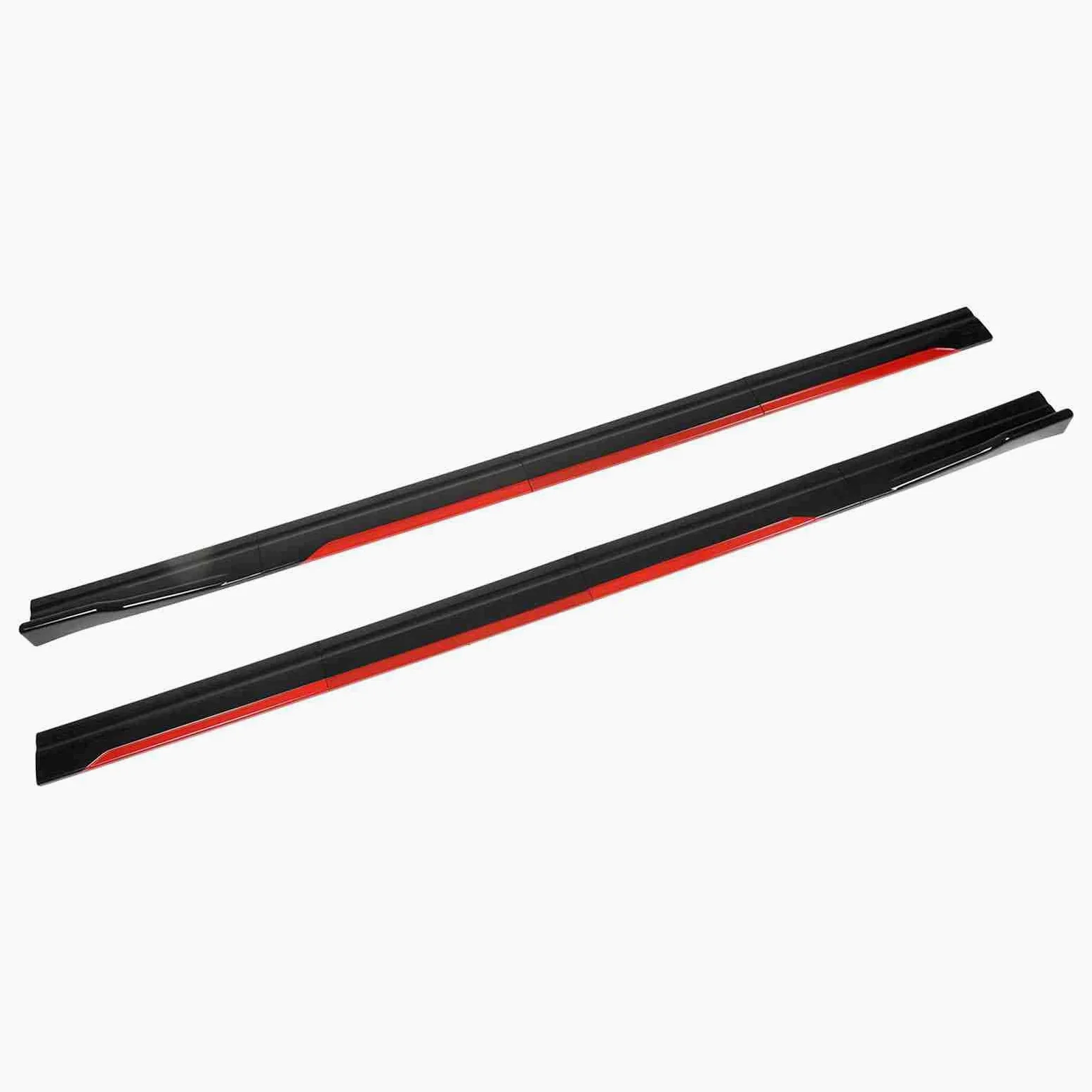Faldón Lateral con Diseño de Carrocería de Coche con Ala Difusora de Divisores, Borde Rojo Negro Brillante, Ajuste Universal para. y