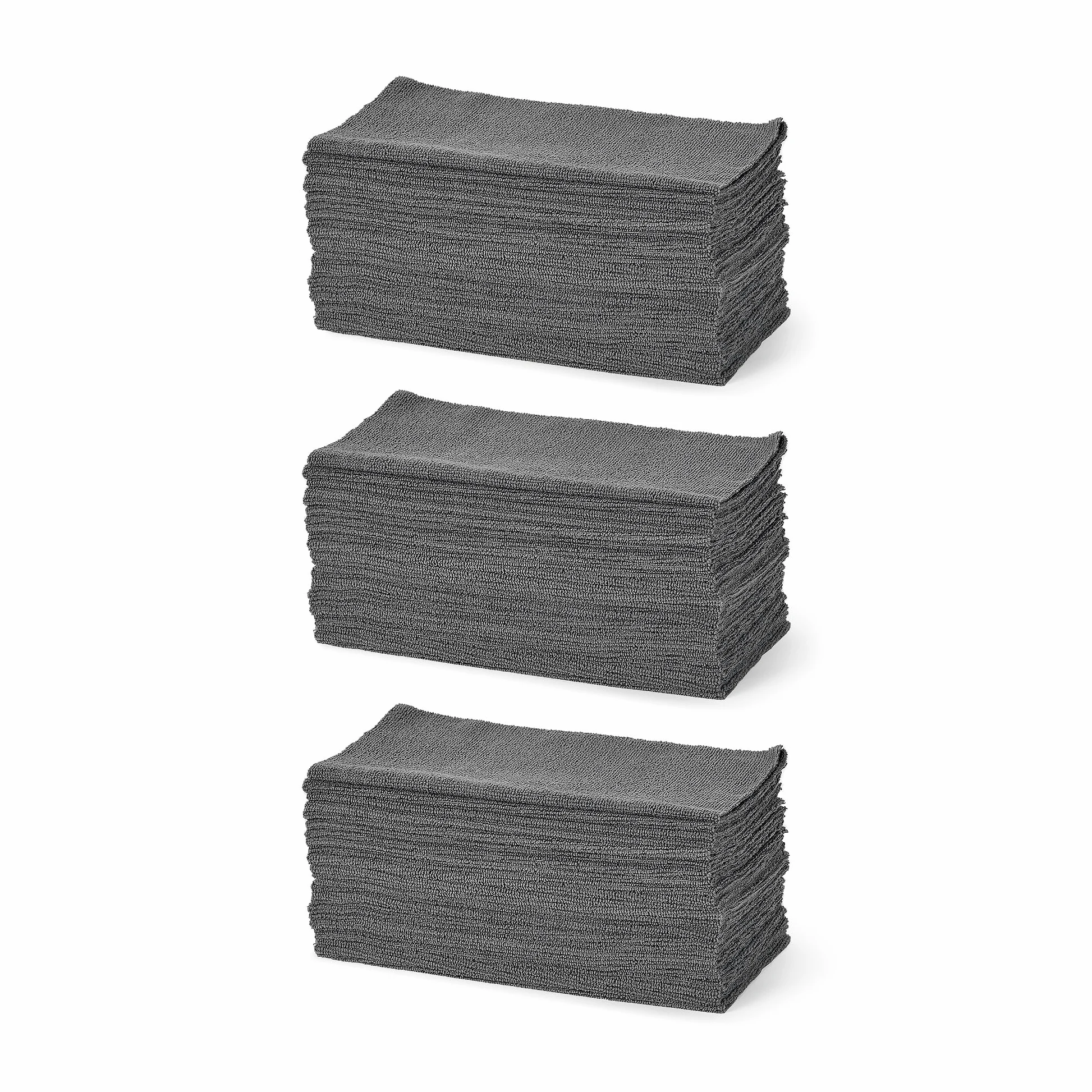 Amazon Basics Paños de Limpieza de Microfibra, 30.5 x 30.5cm, Gris, Paquete de 144, para Coches, Camiones, Barcos, Secado y Acabado Preciso sin Dejar Marcas