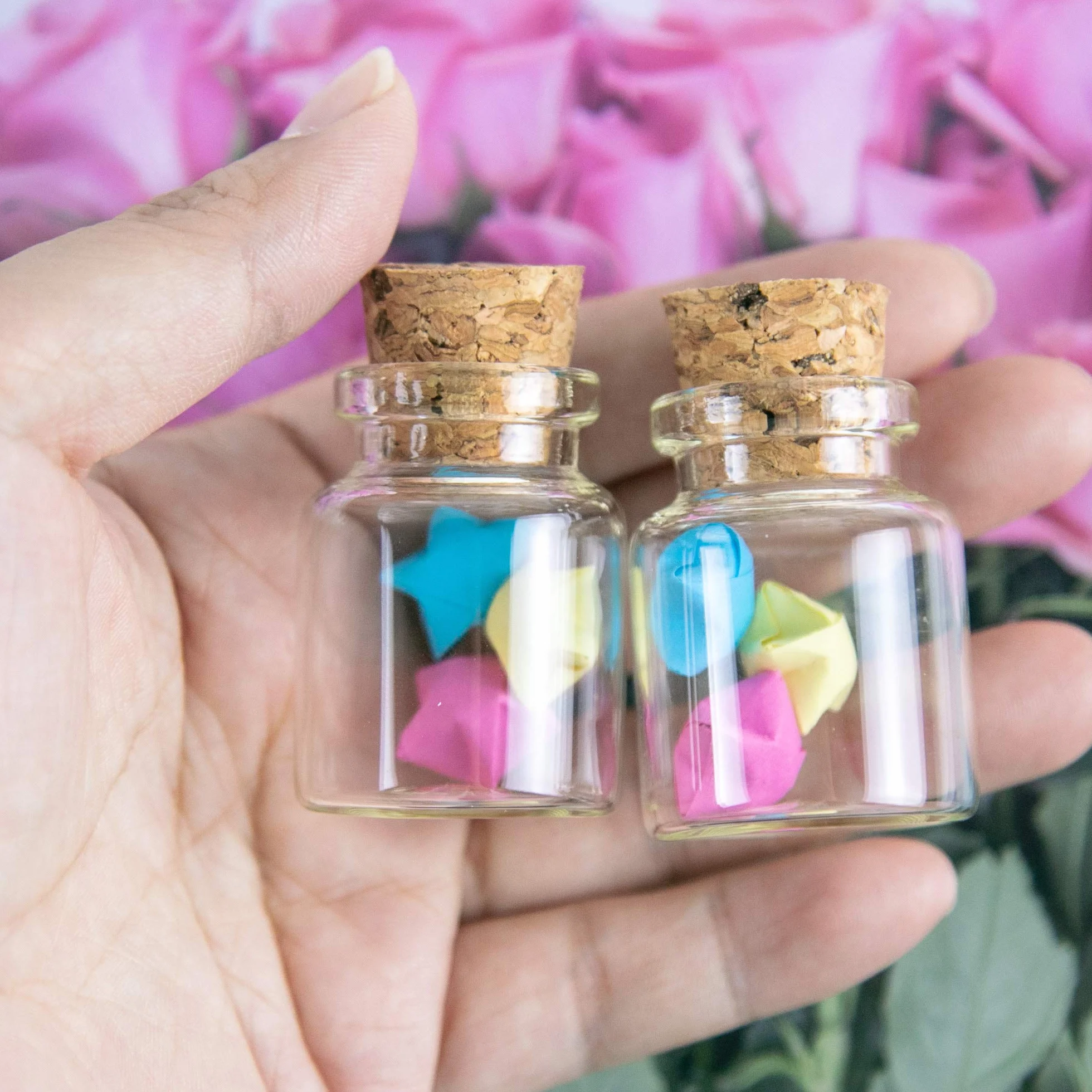 Mini Botellas de Vidrio Transparentes con Corcho 15ml - 12pcs