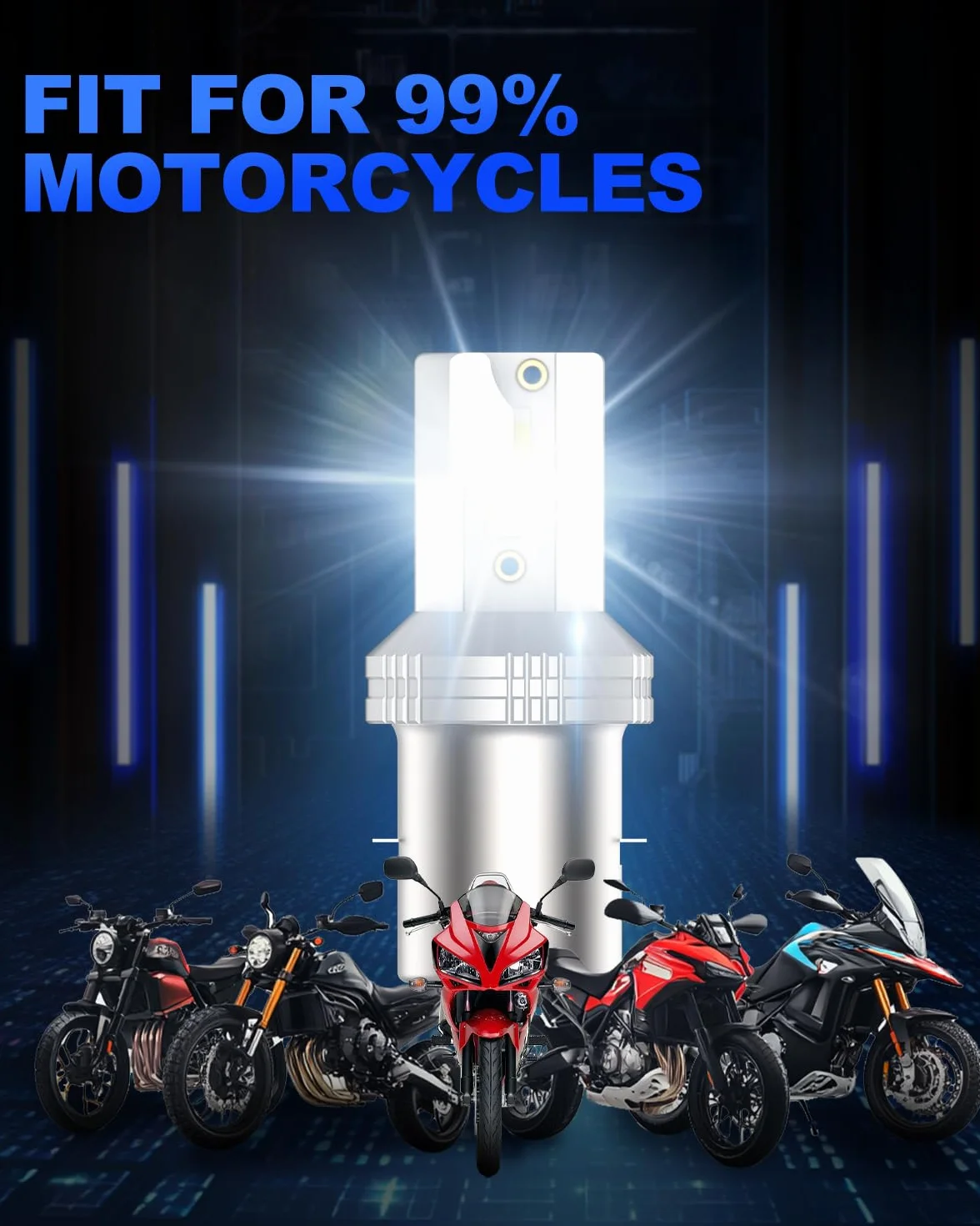 SUPAREE Bombilla BA20D Moto Bombilla LED BA20D 6500K S2 LED para Faro de Moto Hi/Lo 400% 8000LM 12V 1:1 Mini Size Plug y Play 1 Pc