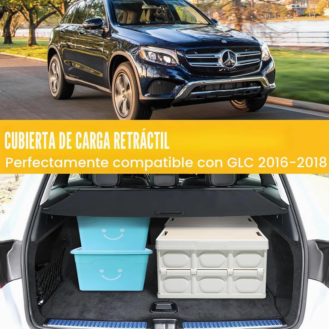 OREALTOOL Cubierta de Carga Retráctil, Pantalla Retráctil para Maletero Negra para compatible con GLC 2016 2017 2018