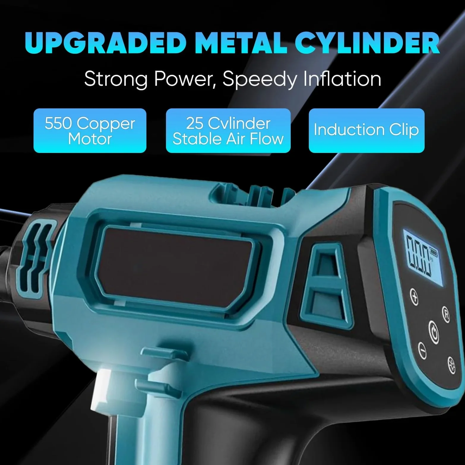 Inflador Ruedas Coche Inflador de neumáticos de Coche portátil inalámbrico, luz LED, batería de 18V, Carga Dual de Coche de 12V para SUV/Motocicleta/Bicicleta Compresores de Aire portátiles