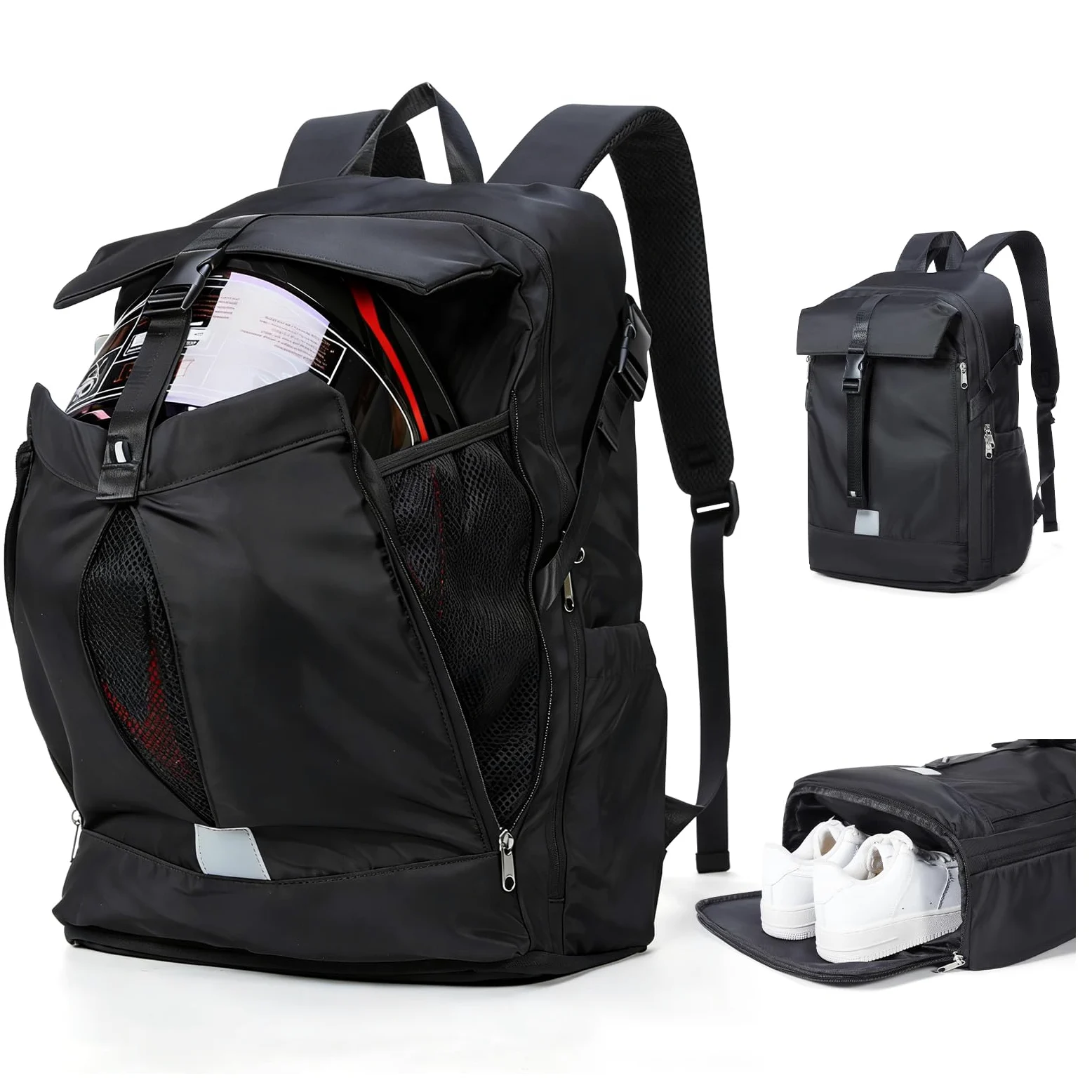 Mochila Moto Impermeable Gran Capacidad Negro para Laptop Viaje Casco