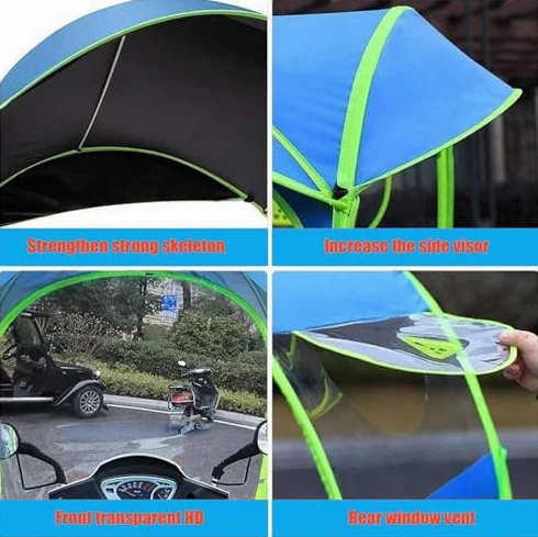 Toldo para sombrilla para scooter de motor, impermeable y cubierta de lluvia para scooters de movilidad, diseño totalmente cerrado y plegable