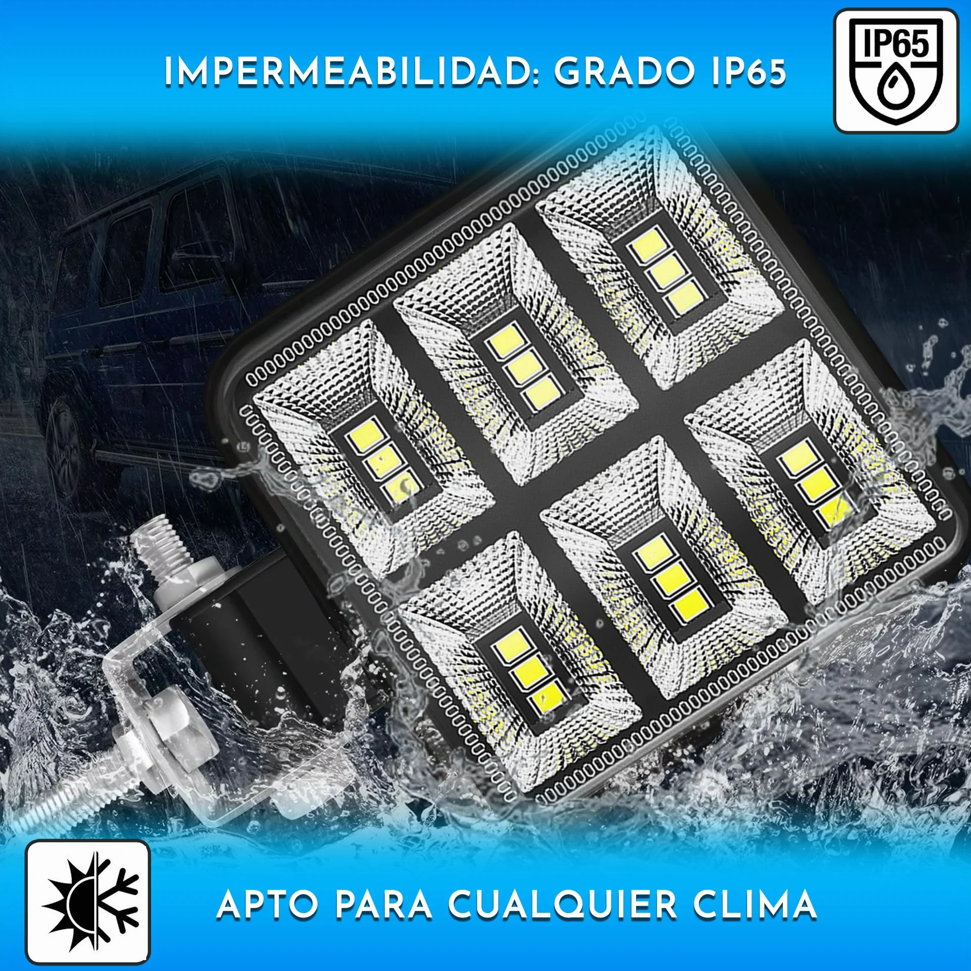 Foco led 12v 2 uds Aluminio abs 18 Leds 6500K 8.4 cm 3.34" IP65 Maxima luminosidad Faros Tractor 4x4 Largo Alcance