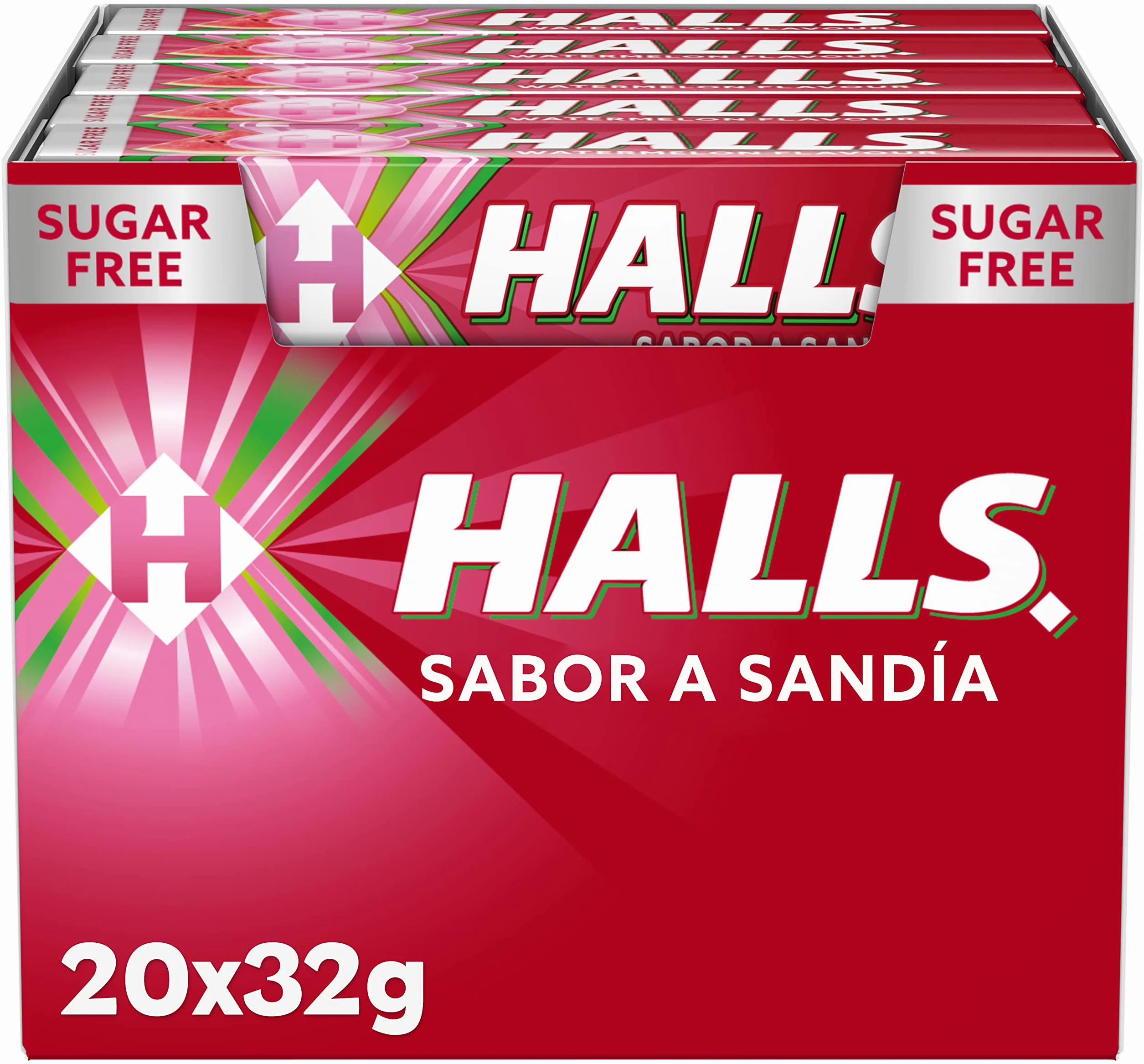 Halls Sandía Caramelo duro Caja 20 Sticks 32 g