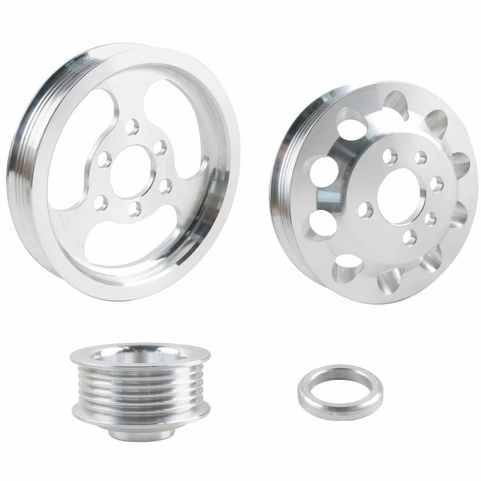 Kit de polea de aluminio Billet para MK4 para Golf GTI Jea 1.8T 2.0L 1999-2005 Cigüeñal Accesorio (negro)