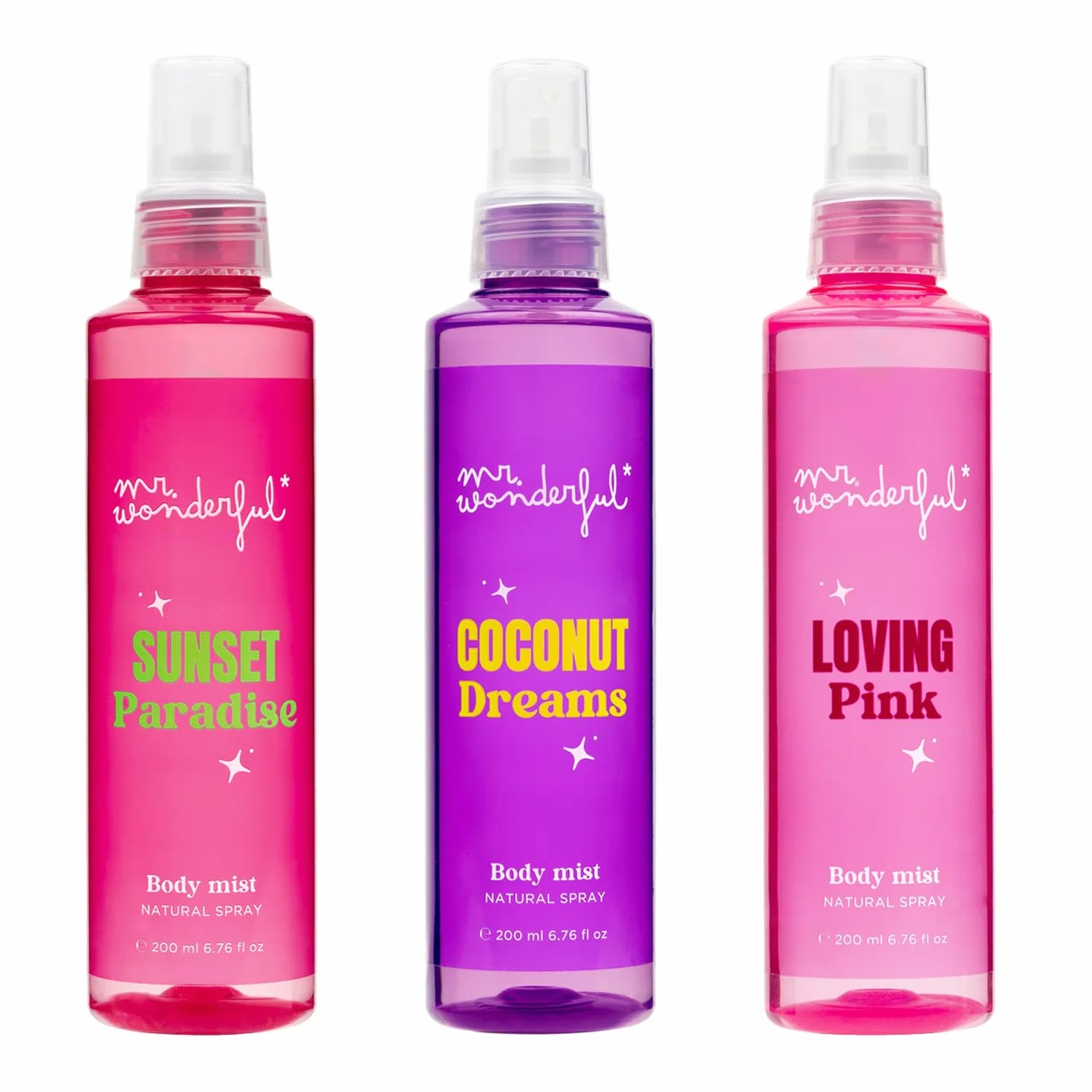 MR WONDERFUL Bruma Corporal Perfumada 3 x 200 ml Body Mist Aroma Floral Frutal Fragancia Fresca Spray