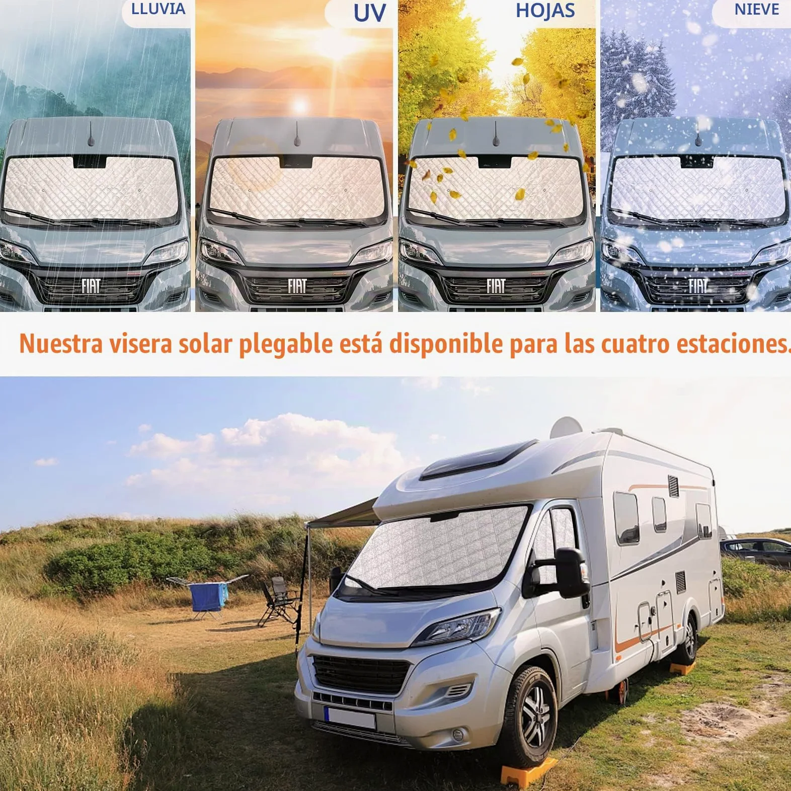 Protector de Parabrisas para Cubierta de Parabrisas de Coche para FIAT Ducato 2006-2021,Parasol Coche Termico,Cubierta de Parasol Interna para el Automóvil,Parasol Plegable（3 Piezas ）