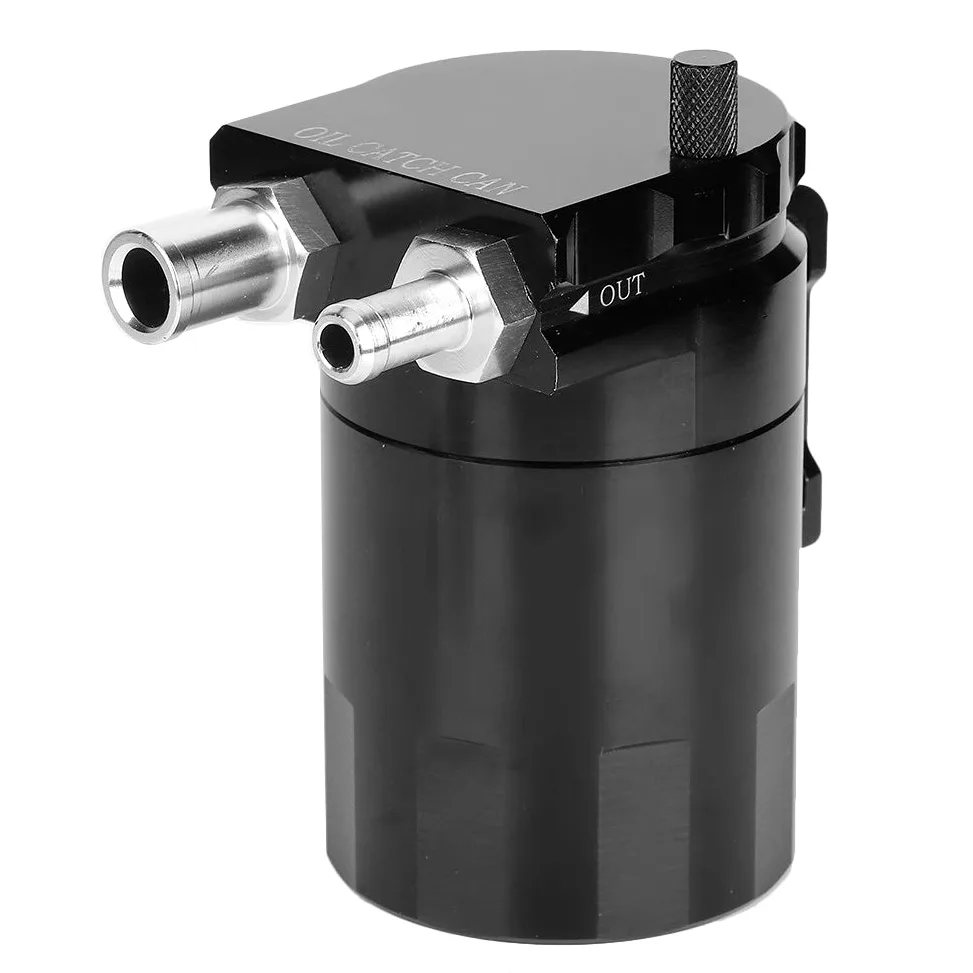 Qiilu Lata de captura de aceite , kit de lata de captura de aceite universal, tanque de depósito de 300 ml, motor, pulido negro, aleación de aluminio con deflectores, negro