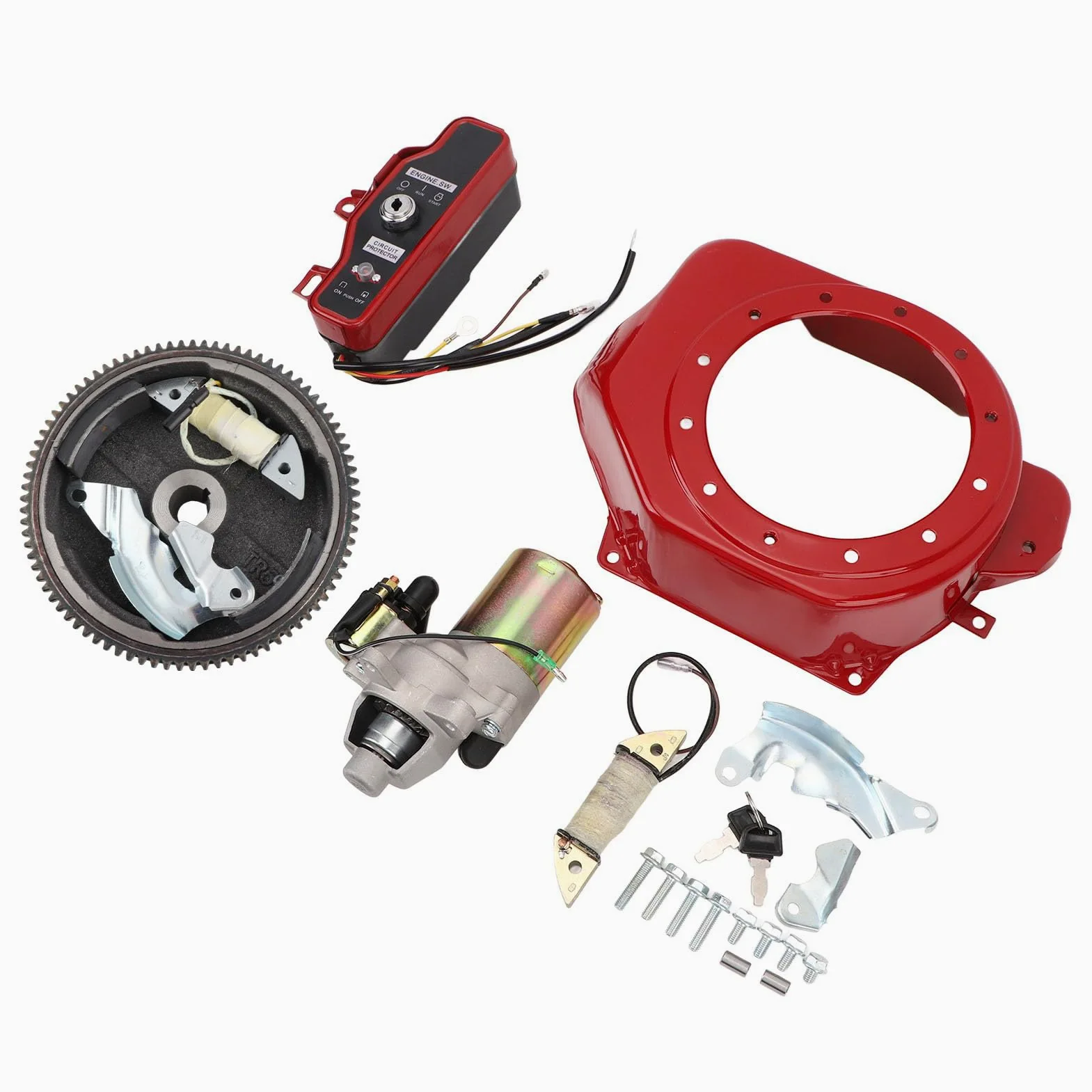Tapa de Motor de Arranque Gx160 Motores de 4 Tiempos GX200 - Motor de Arranque CompletoCaja de Encendido Tapa de Volante Kit de de Eléctrico de Volante de Encendido