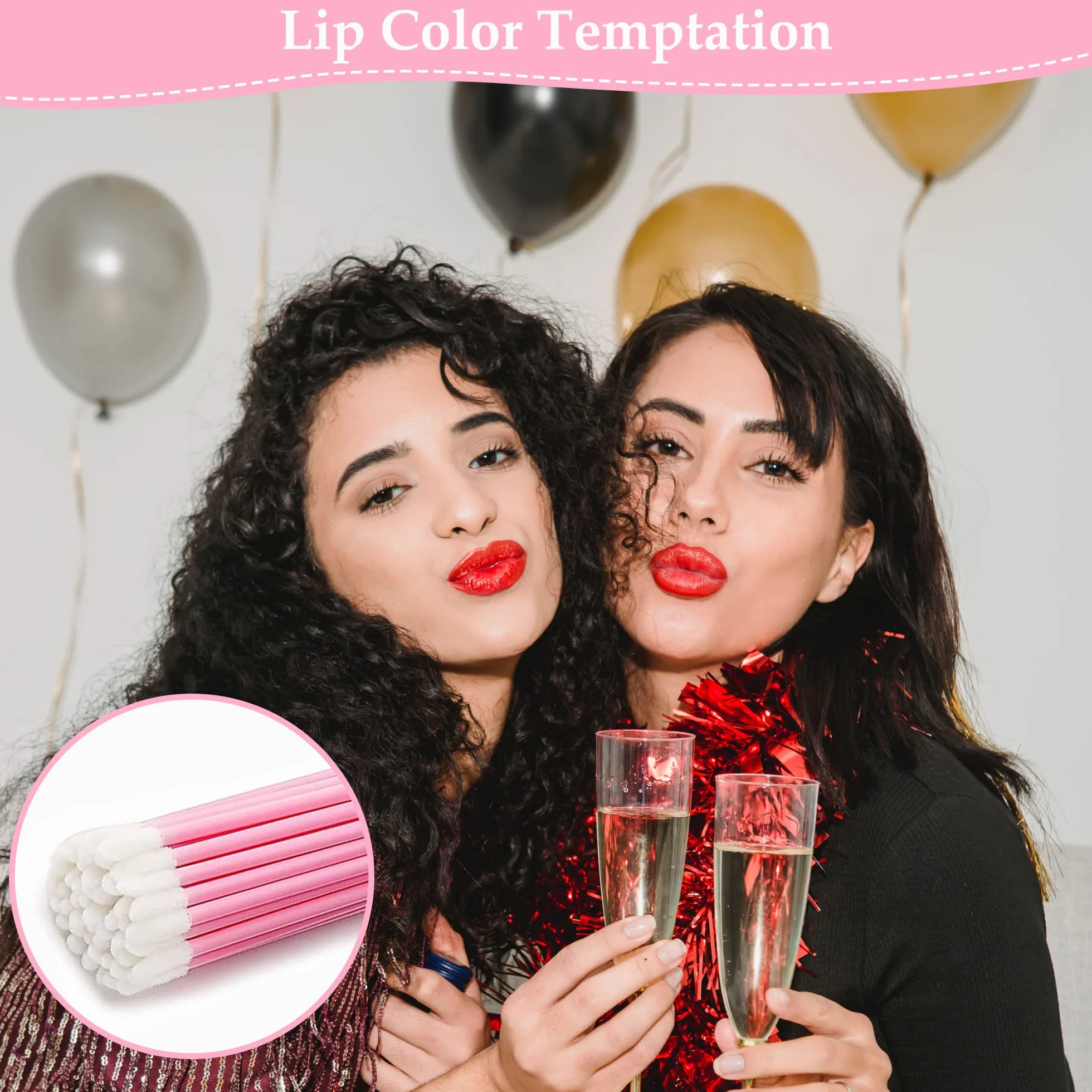 Pinceles desechables para labios minipintalabios corrector aplicador rosa