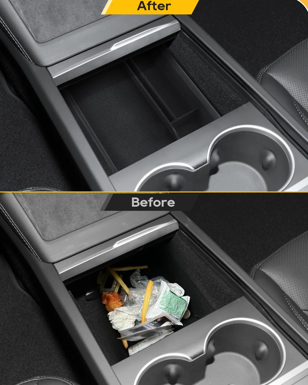 LFOTPP Para Tesla Model Y Juniper 2025 2026 consola central, organizador de reposabrazos, guantera + consola central, caja de almacenamiento oculta, para Tesla Model Y Juniper Accesorios [4 unidades]