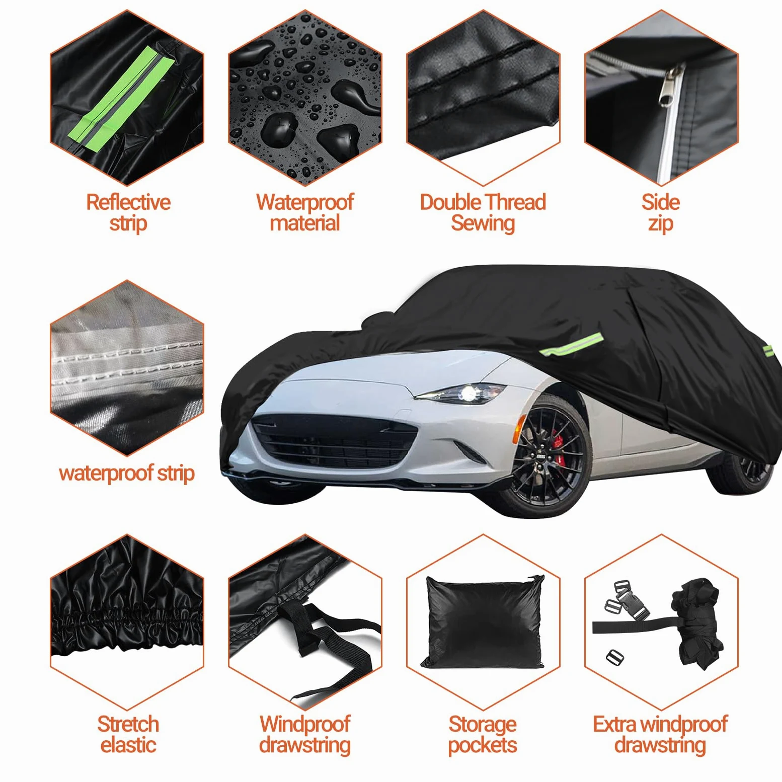 Funda de coche para Mazda MX-5 MK4 ND 2015-2024, 6 capas impermeables protección contra el sol, nieve, lluvia, polvo, cubierta completa