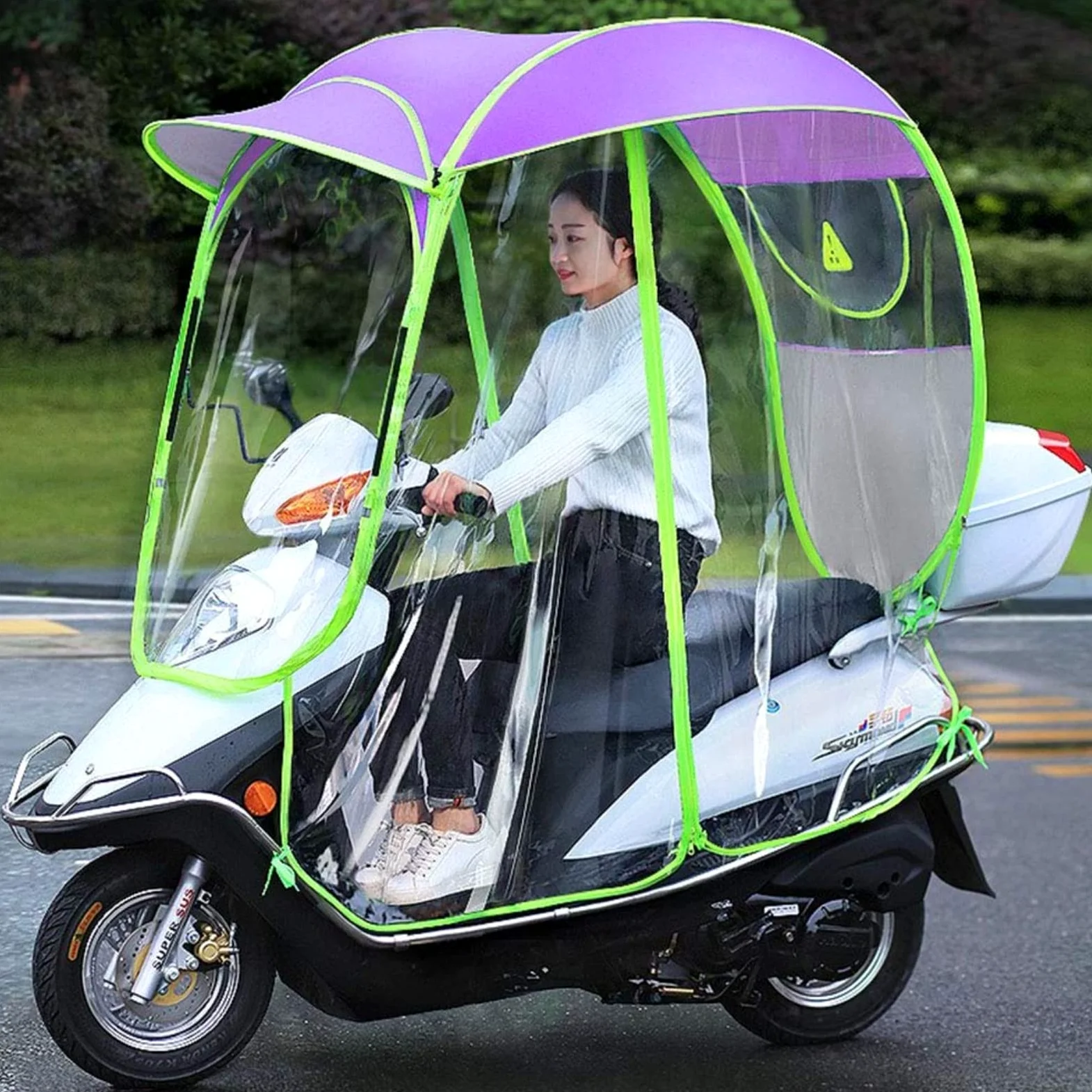 Toldo para paraguas de scooter de motor, cubierta impermeable totalmente cerrada para scooters de movilidad, motocicleta y parasol, protección universal plegable