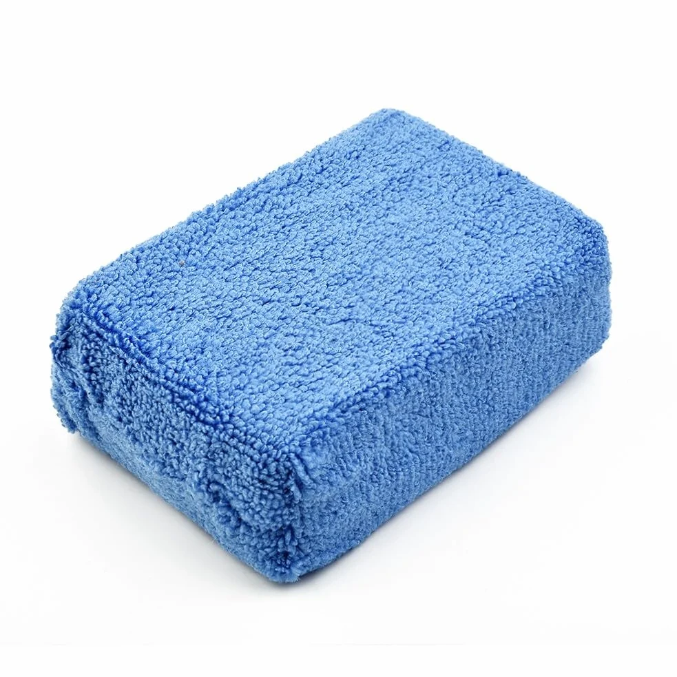 Esponja aplicadora de microfibra para lavado de coche, 12 cm x 8 cm x 3,5 cm, azul, 4/8 unidades