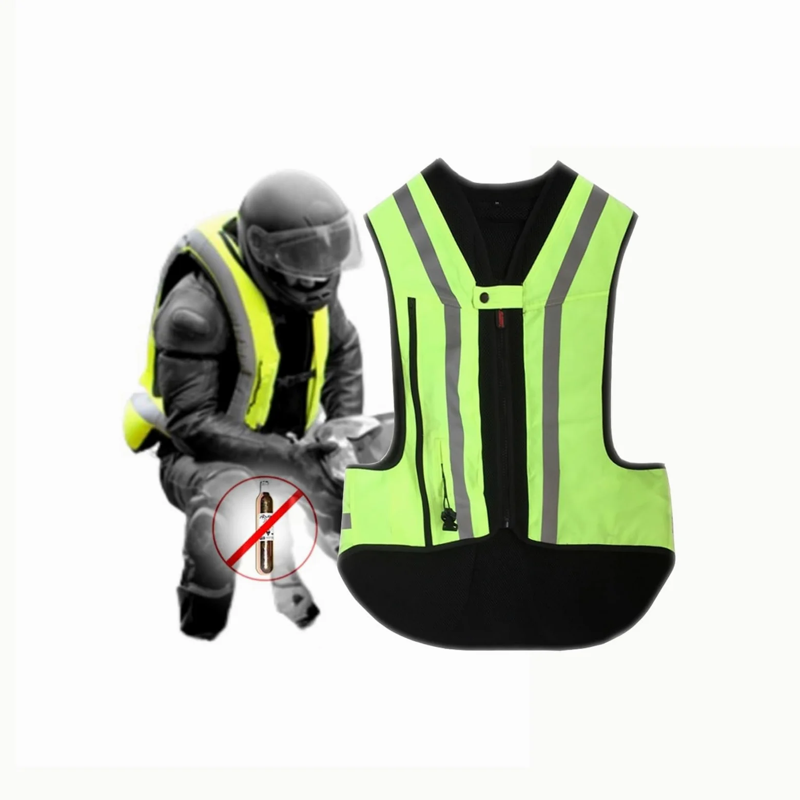 Chaleco Con Airbag for Motocicleta Unisex Chaleco Ajustable, Seguridad for Motociclistas Y Equitación 0,1S Activa El Airbag(Green,X-Large)
