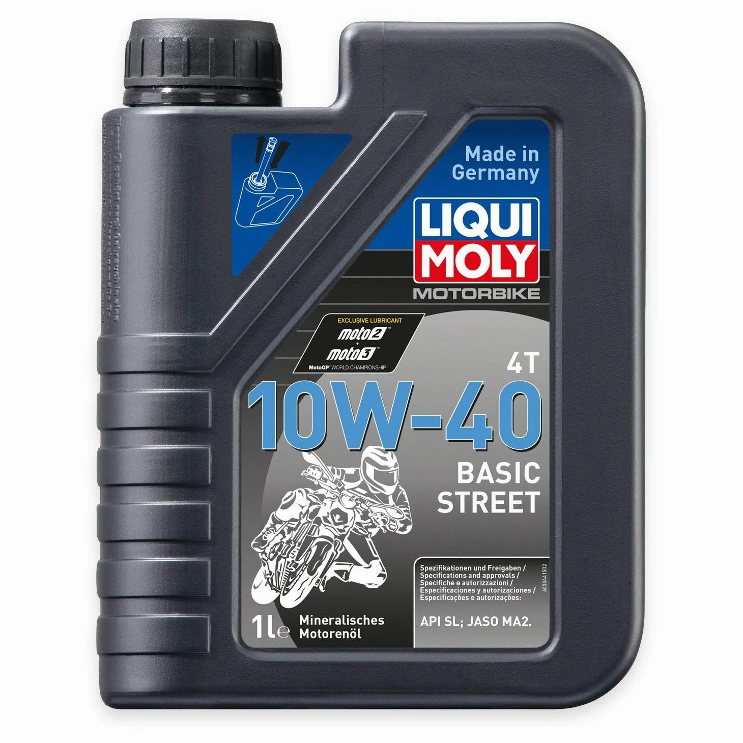 8x LIQUI MOLY 3044 Motorbike 4T Basic Street Motoröl Engine Oil 10W-40 1L