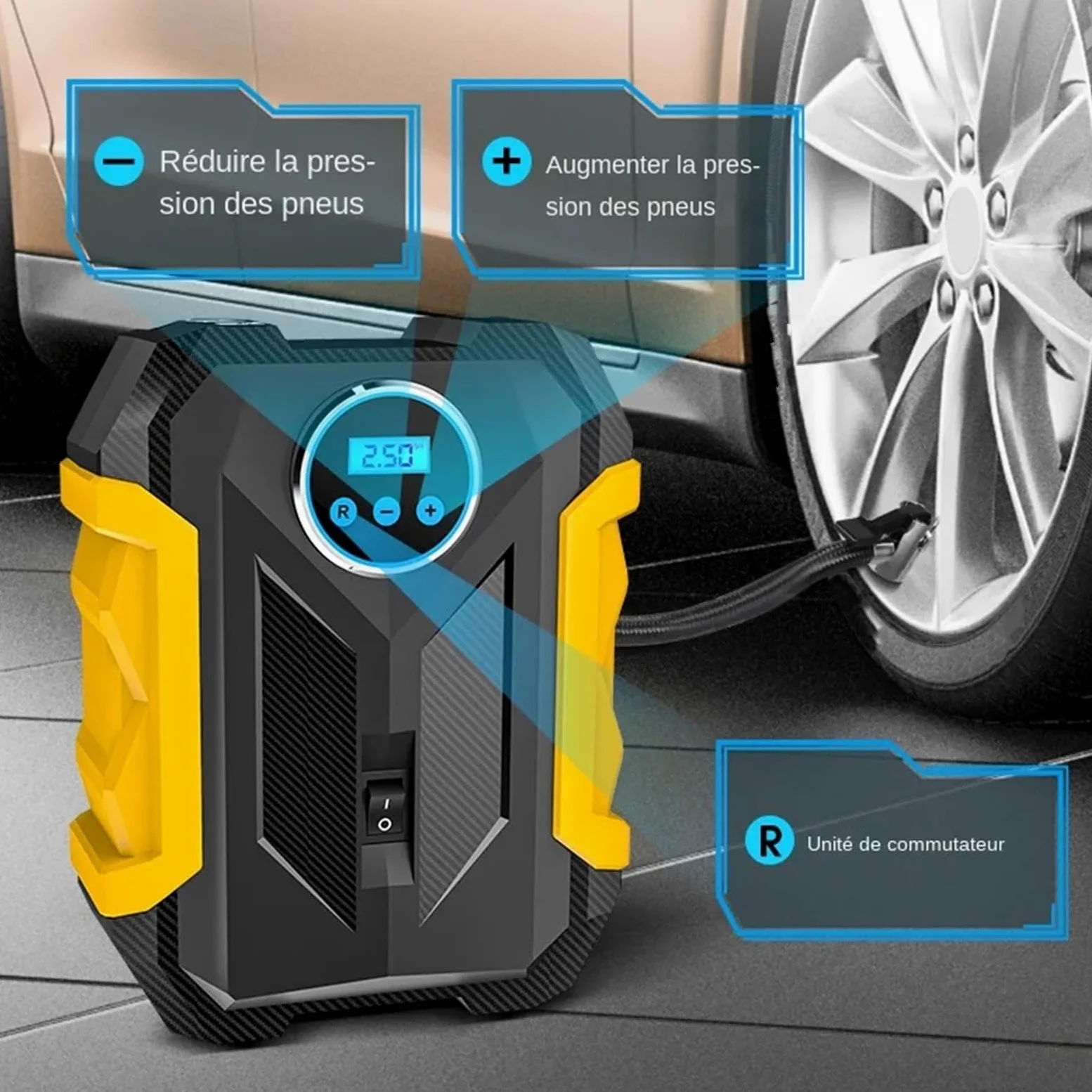 Compresores de Aire portátiles Compresor de Aire portátil para automóvil, Bomba de inflado de neumáticos Digital, lámpara LED, compresor para Motocicleta y Coche Inflador Ruedas Coche