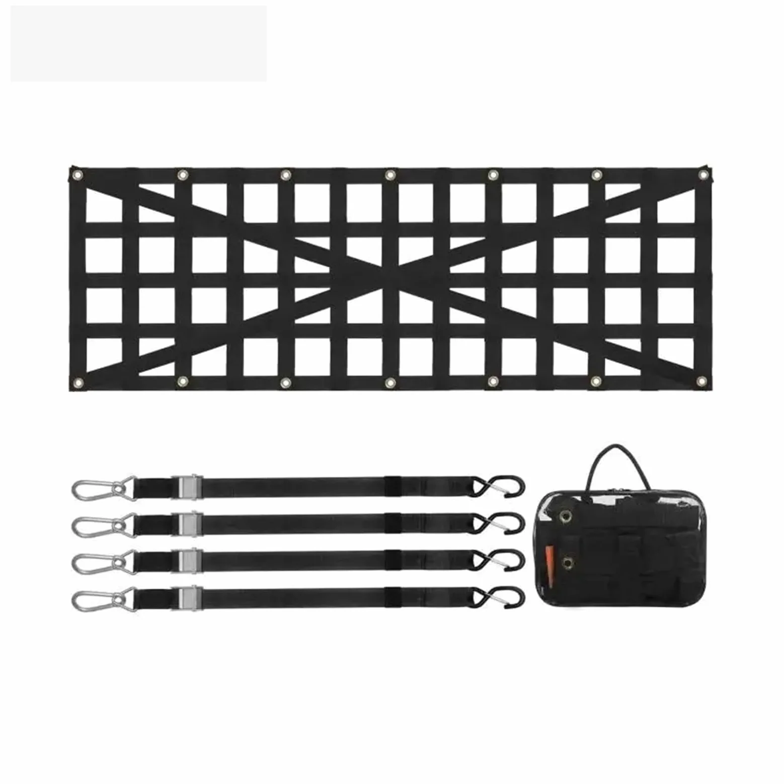 Red Maletero de Coche Universal Car Rear Trunk Net Mesh Elastic with 4 Telescopic Straps Cargo Storage Organizer For Pickup Trailer