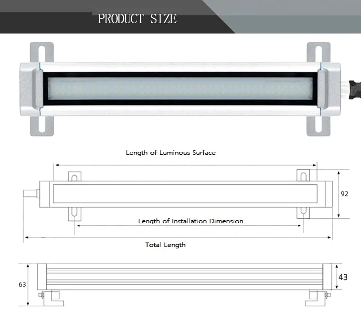 lámpara de trabajo led, luz del tubo de la máquina CNC 24V luces impermeables a prueba de explosión Iluminación interna industrial para la máquina de fresado de perforación (20, Vatios)