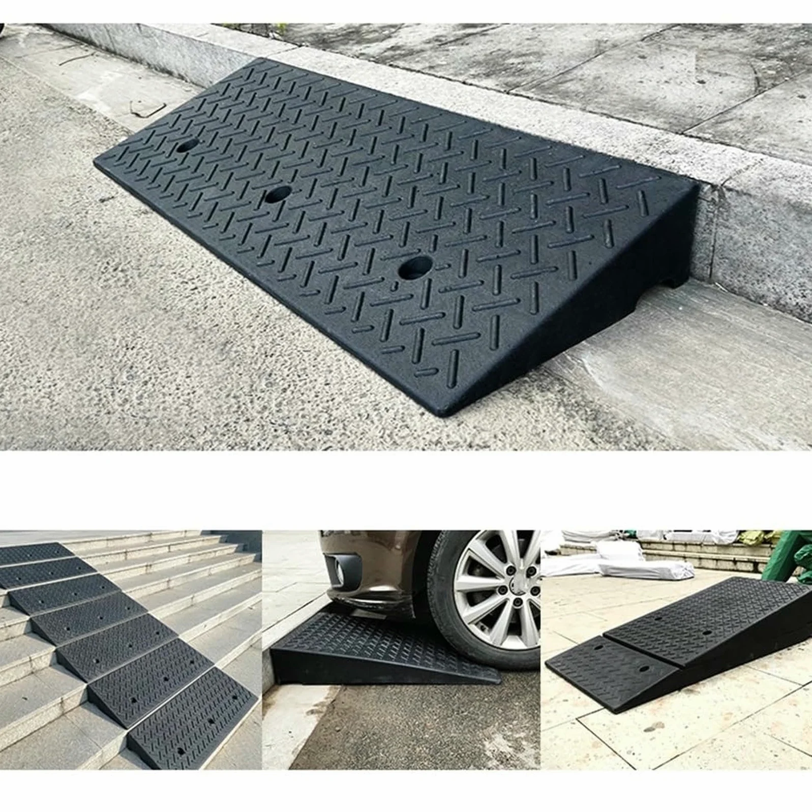 Rampa del Borde De La Carretera, Rampa del Umbral De Goma Pesada, Rampas Portátiles para Sillas De Ruedas, Rampas del Borde con Superficie Antideslizante (100x30x8cm (39.4x11.8x3.1in))
