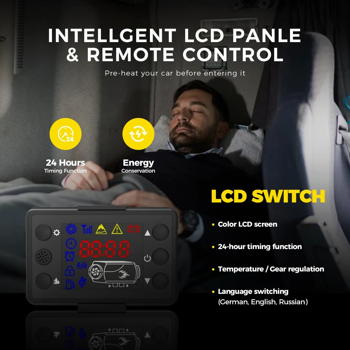 Sunster Calefacción diesel de 8 kW, 12 V/24 V CC y 240 V CA, calefactor de aire diésel todo en uno con adaptador, mando a distancia y pantalla LCD, calentamiento rápido, calefacción diesel portátil
