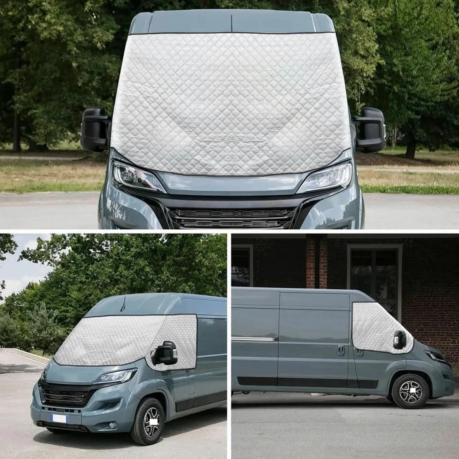 Parasoles Coche para Fiat Ducato, para Peugeot Boxer, para Citroen Relay Motorhome, Cubierta De Pantalla Térmica para Parabrisas, Persianas Negras