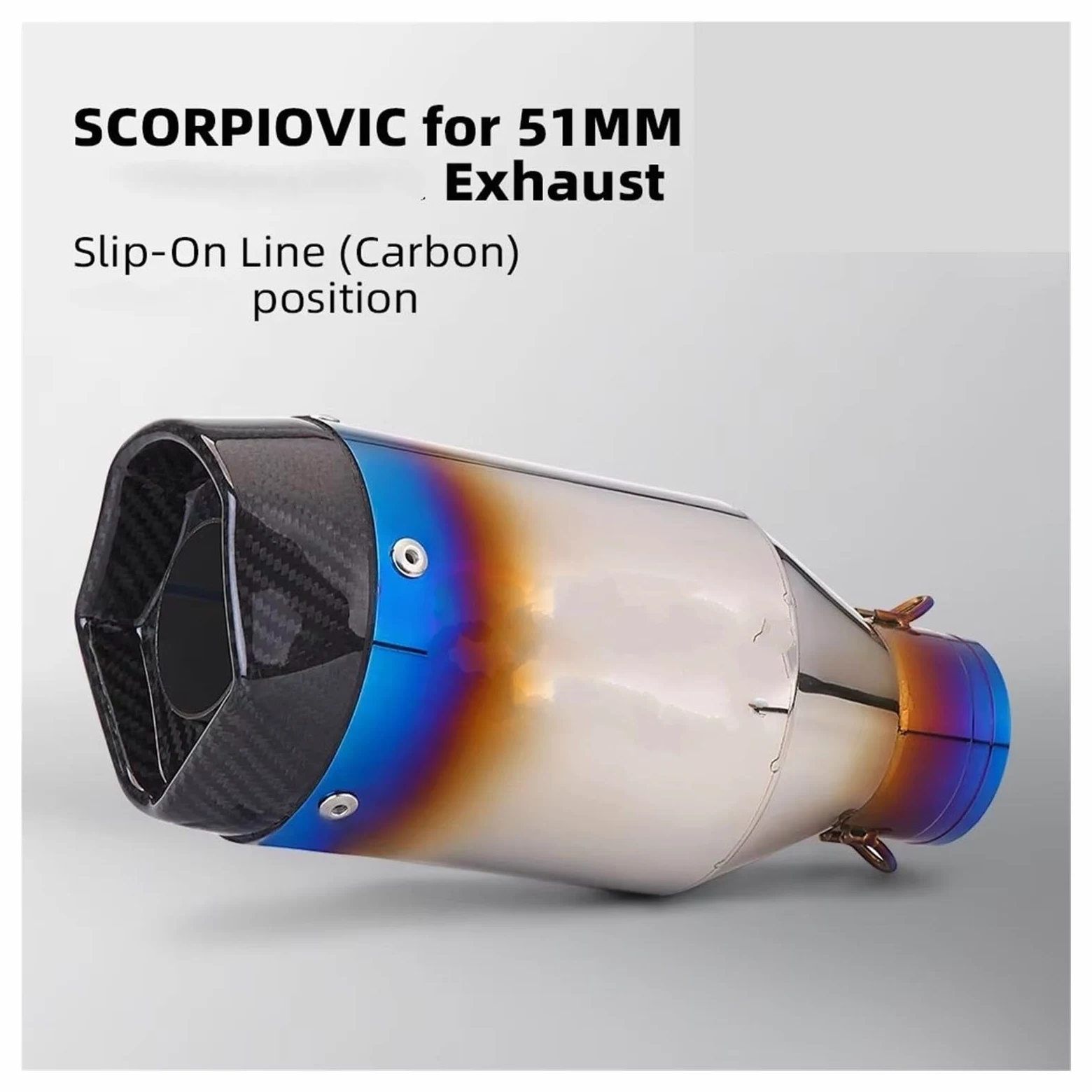 silencioso escape moto Para Z1000 Para Zx6r Para R6 Para Cbr600 | Para Z400 Sc1r 51mm Silenciador de tubo de escape universal para motocicleta(B)