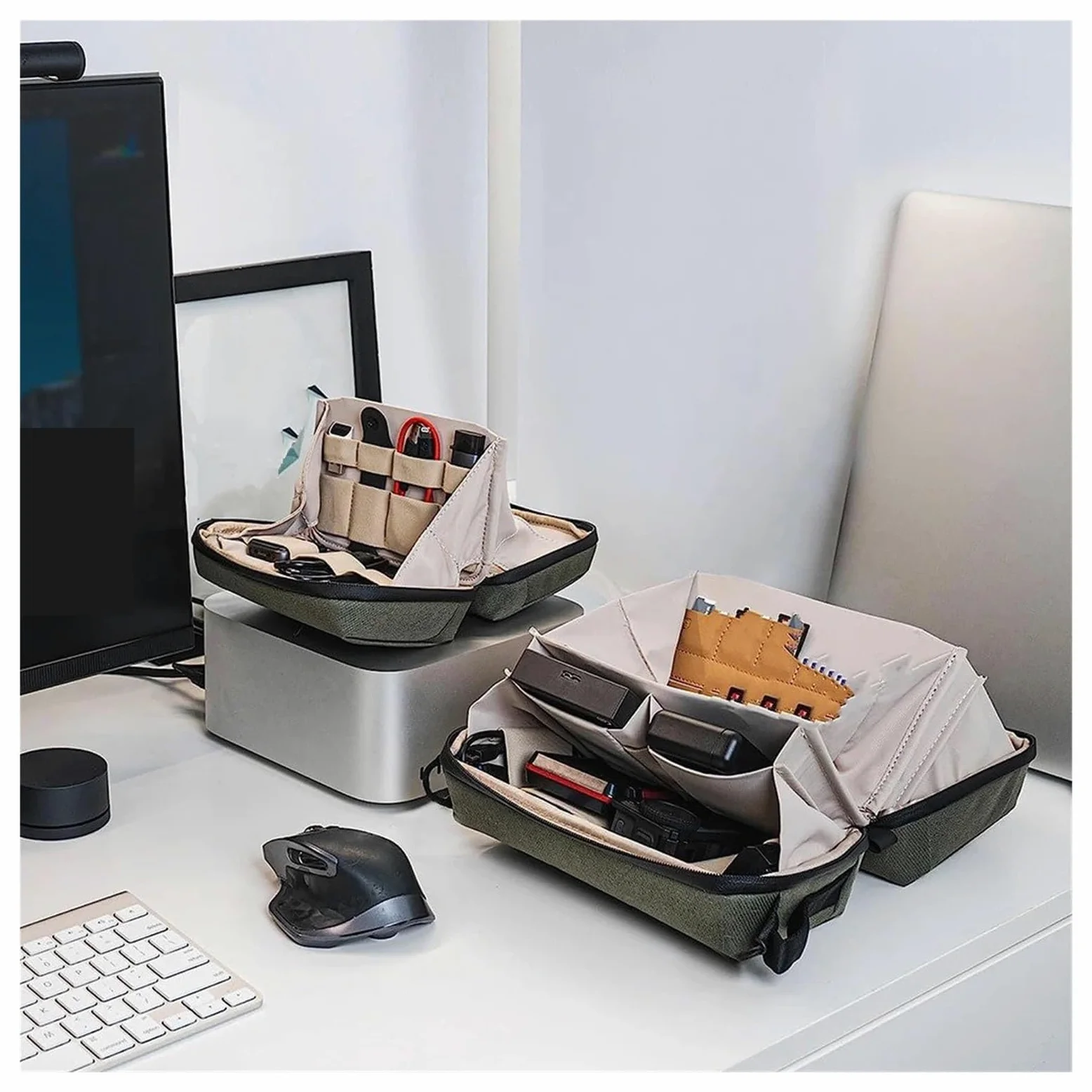 Bolsa De Moto Tech-Bolsa Organizadora Bolsa Impermeable para Electrónica Pequeña para Cables Baterías De Teléfono Mochila Motos | L Black