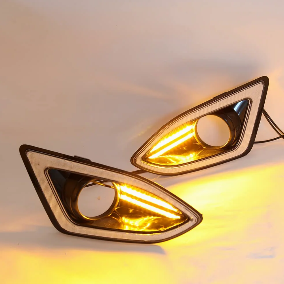 Luces diurnas LED DRL para Ford Edge 2015 2016 2017 2018, Parachoques delantero LED blanco DRL + intermitentes amarillos
