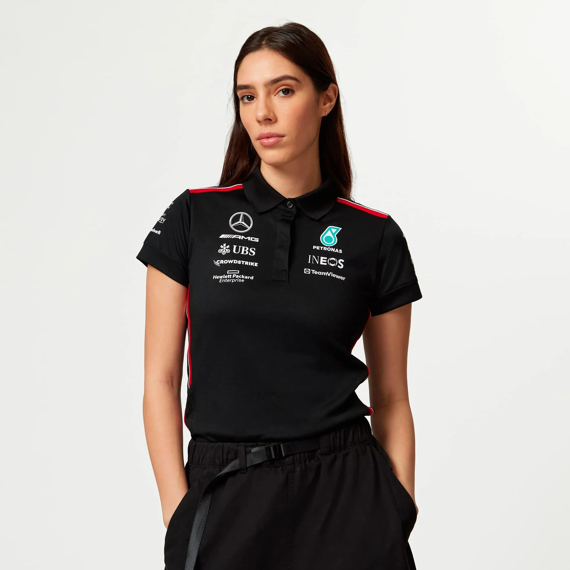 Mercedes AMG Petronas Formula One Team Polo del Equipo para Mujer 2023 Negro Talla M
