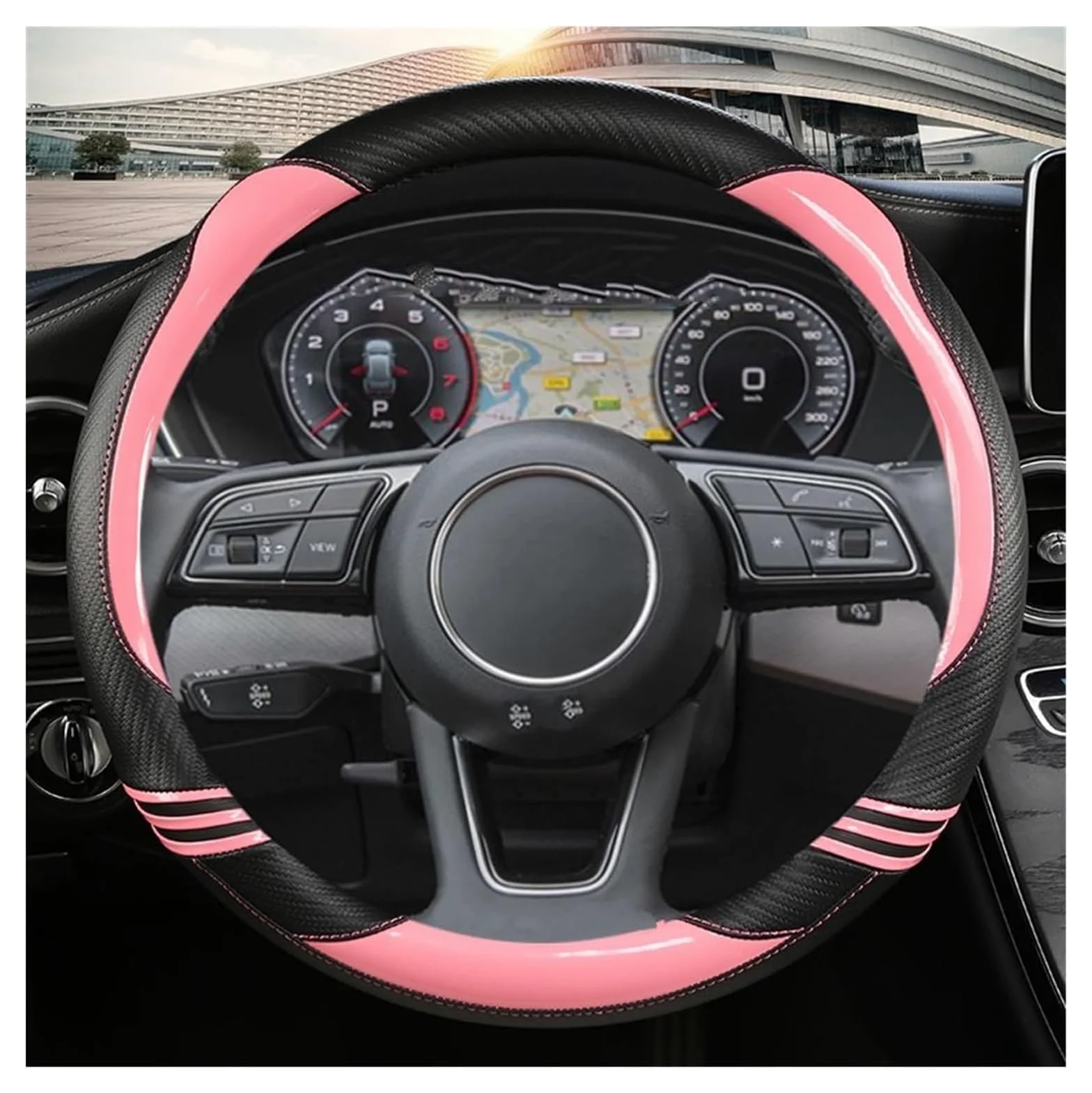 Funda Protectora para Volante de Coche A1 A3 A4 A5 A6 A7 A8 Q2 Q3 Q5 Q7 Q8 S4 S3 S5 S6 S8 Accesorios para Coche Funda para Volante de Coche 38cm