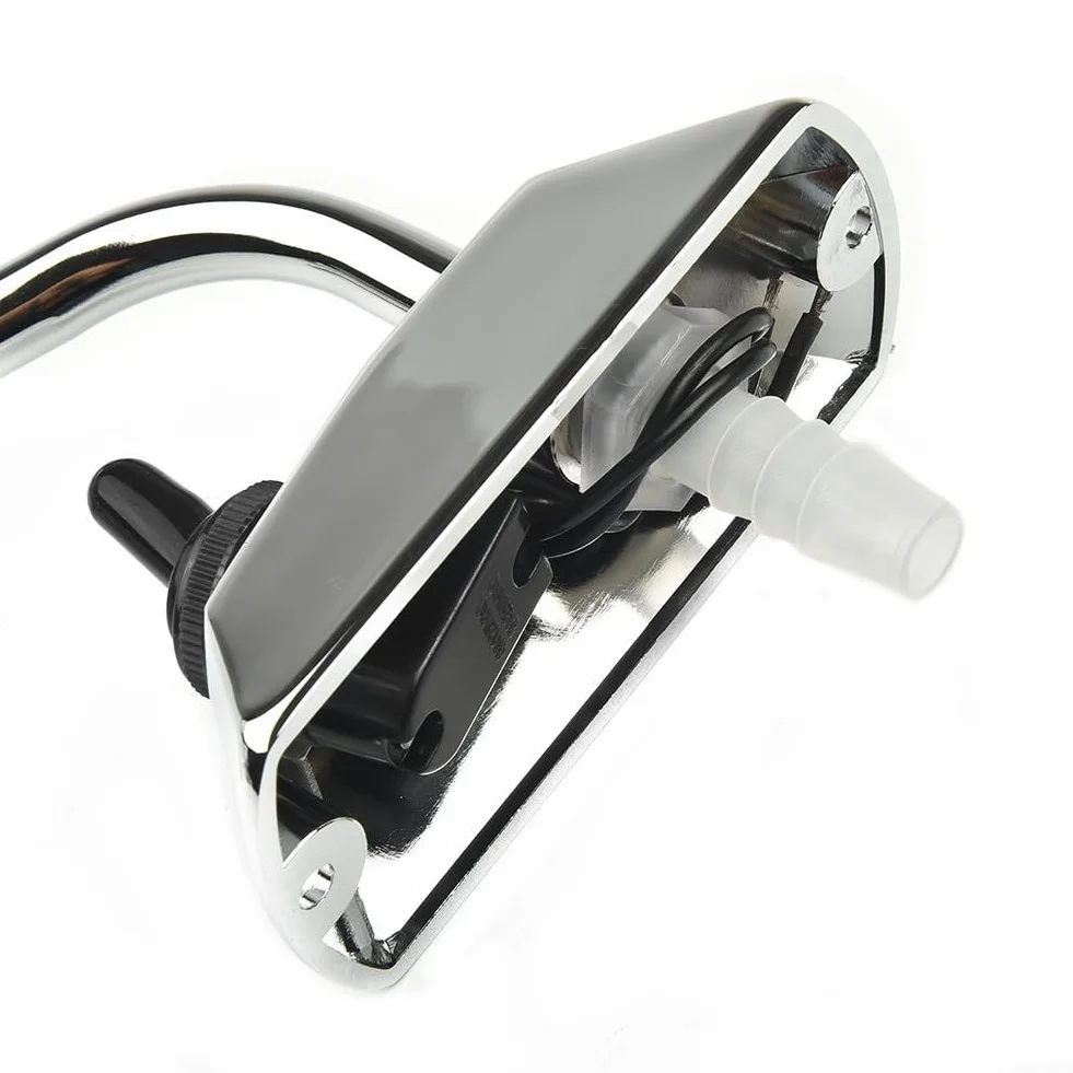 Grifo de cocina de 12 V CC con interruptor integrado y boquilla oscilante de acero inoxidable para aplicaciones de caravana, barco, RV