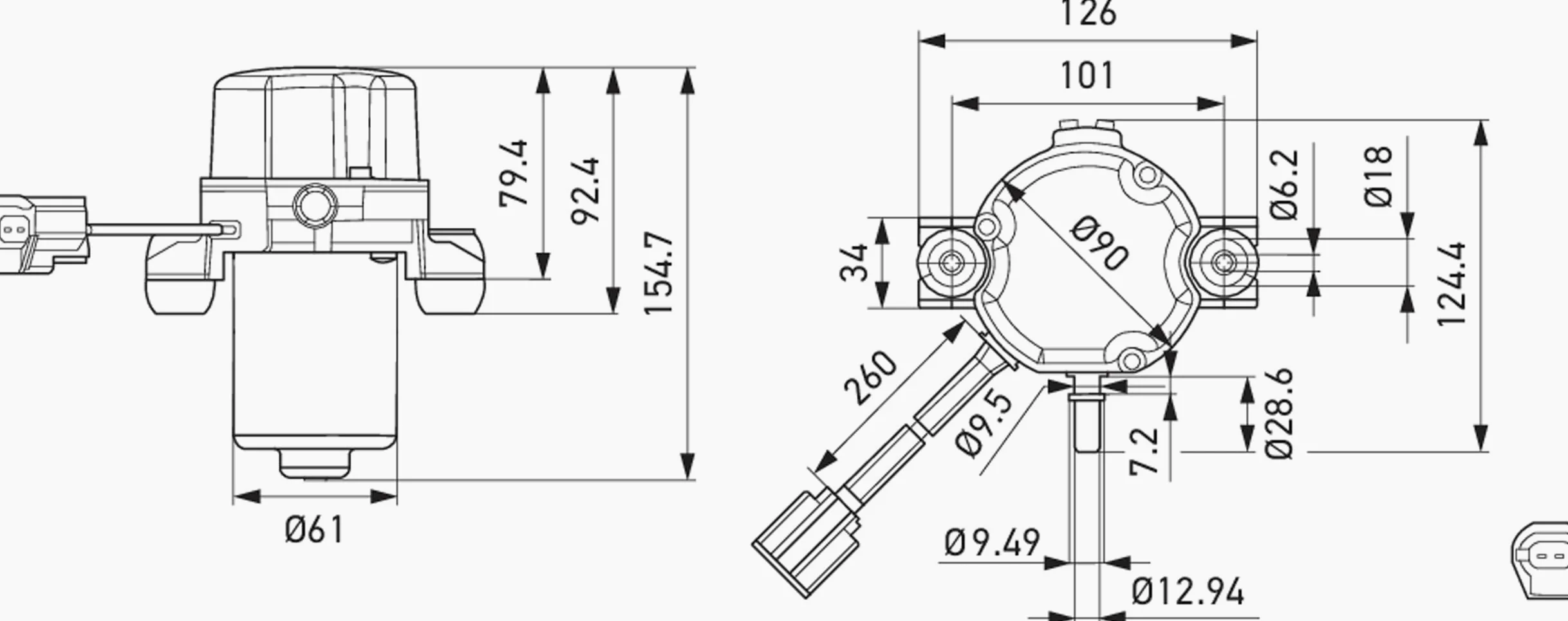 HELLA 8TG 012 377-701 Bomba de vacío, sistema de frenado - UP50 - 12V - 2polos - eléctrico | 8TG 012 377-701, bomba de vacío