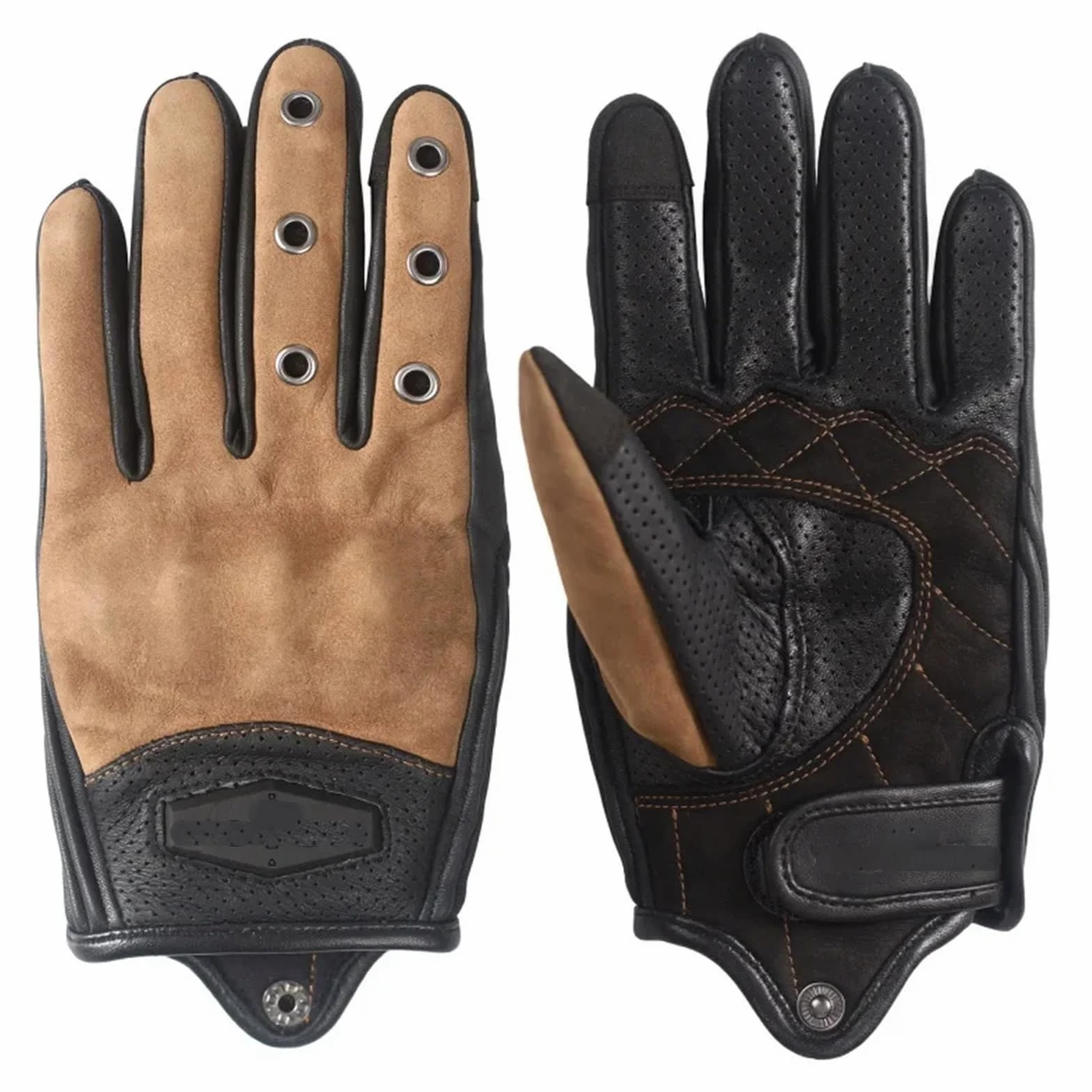 Genérico Compatible con Guantes de Montar de Cuero Vintage MR Motor | Armadura antiarañazos for hombres mujeres verano senderismo escalada ATV