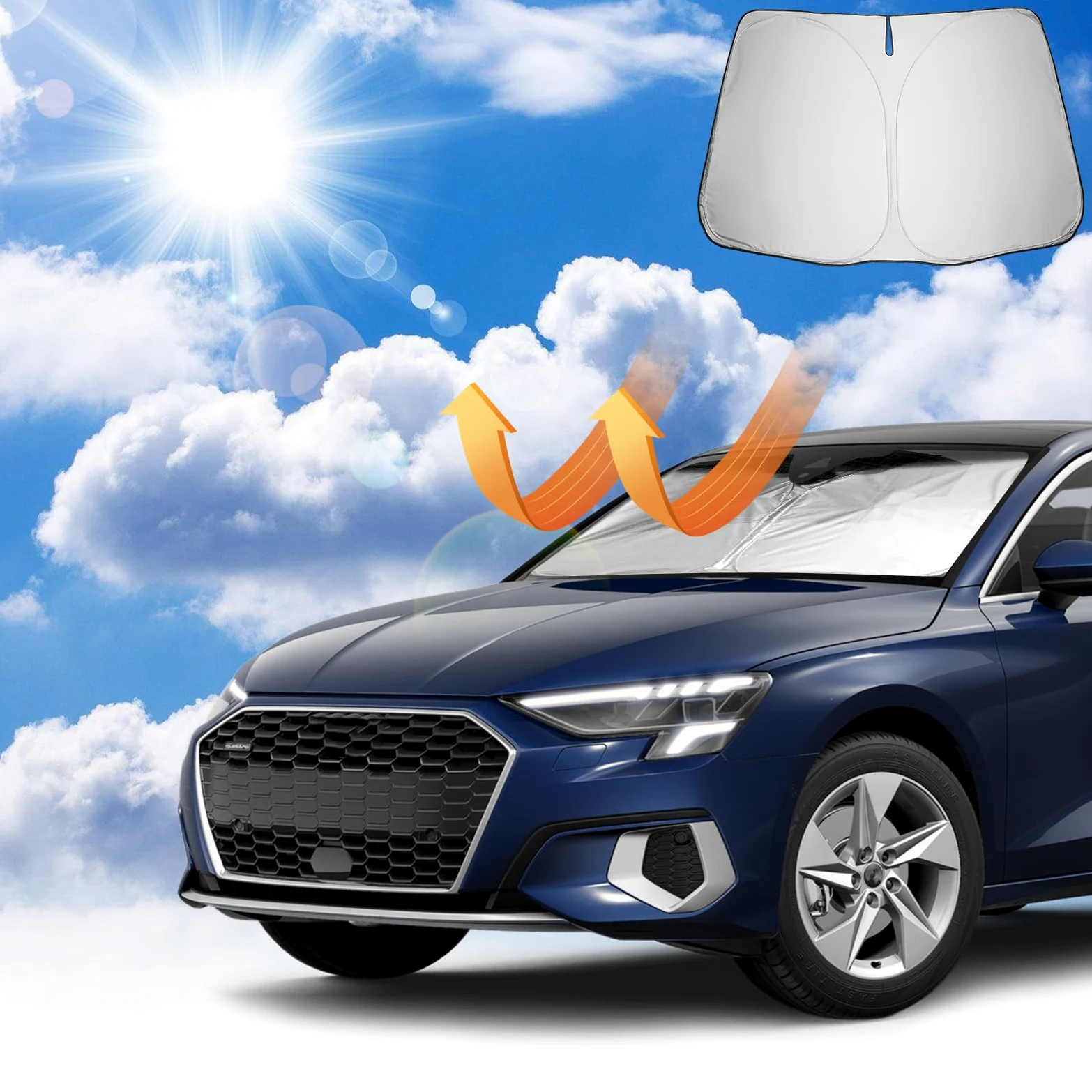 Audi A3 8Y 2021-2025 A3 8V 2014-2020 Parasol Parabrisas Delantero Protección Solar UV Plegable
