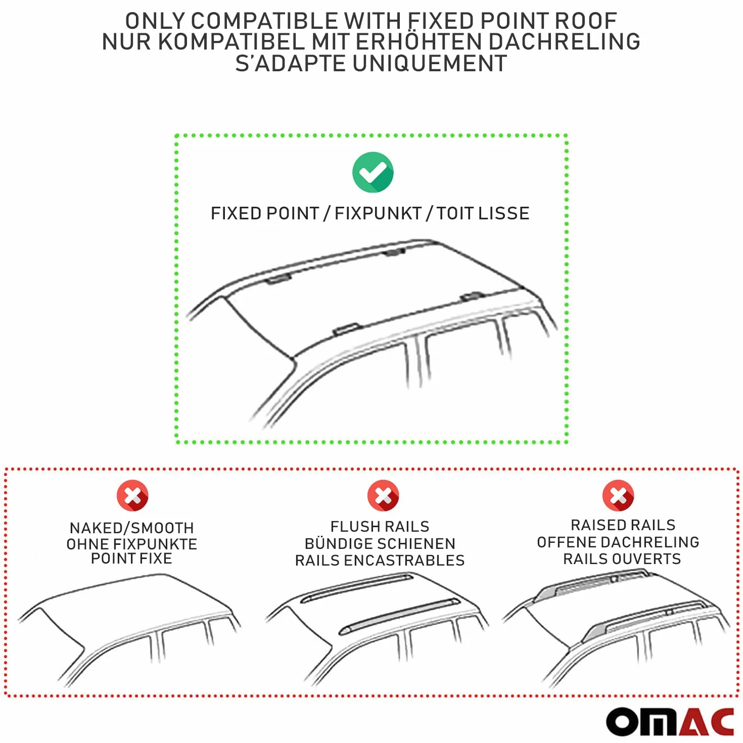 OMAC Heavy Duty Barras de Techo Transversales Compatibles con VW T5 T6 Transporter Multivan Caravelle 2003-2024 – 2 Stangen – Acero Negro
