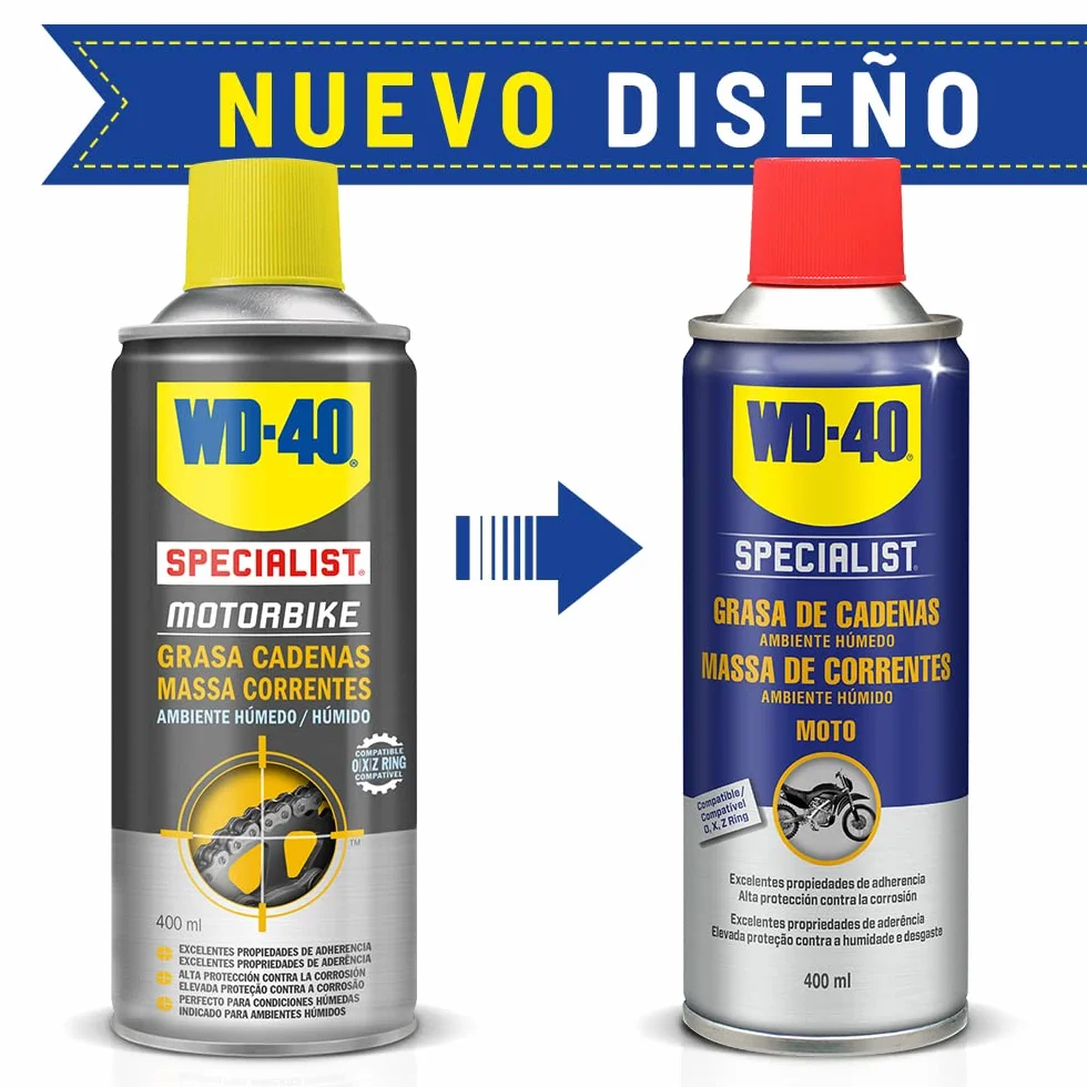 WD 40 - Wd40 Specialist Motorbike - Pack Spray Limpiacadenas 400Ml + Grasa De Cadenas 400Ml Moto Motorcycle Accesories